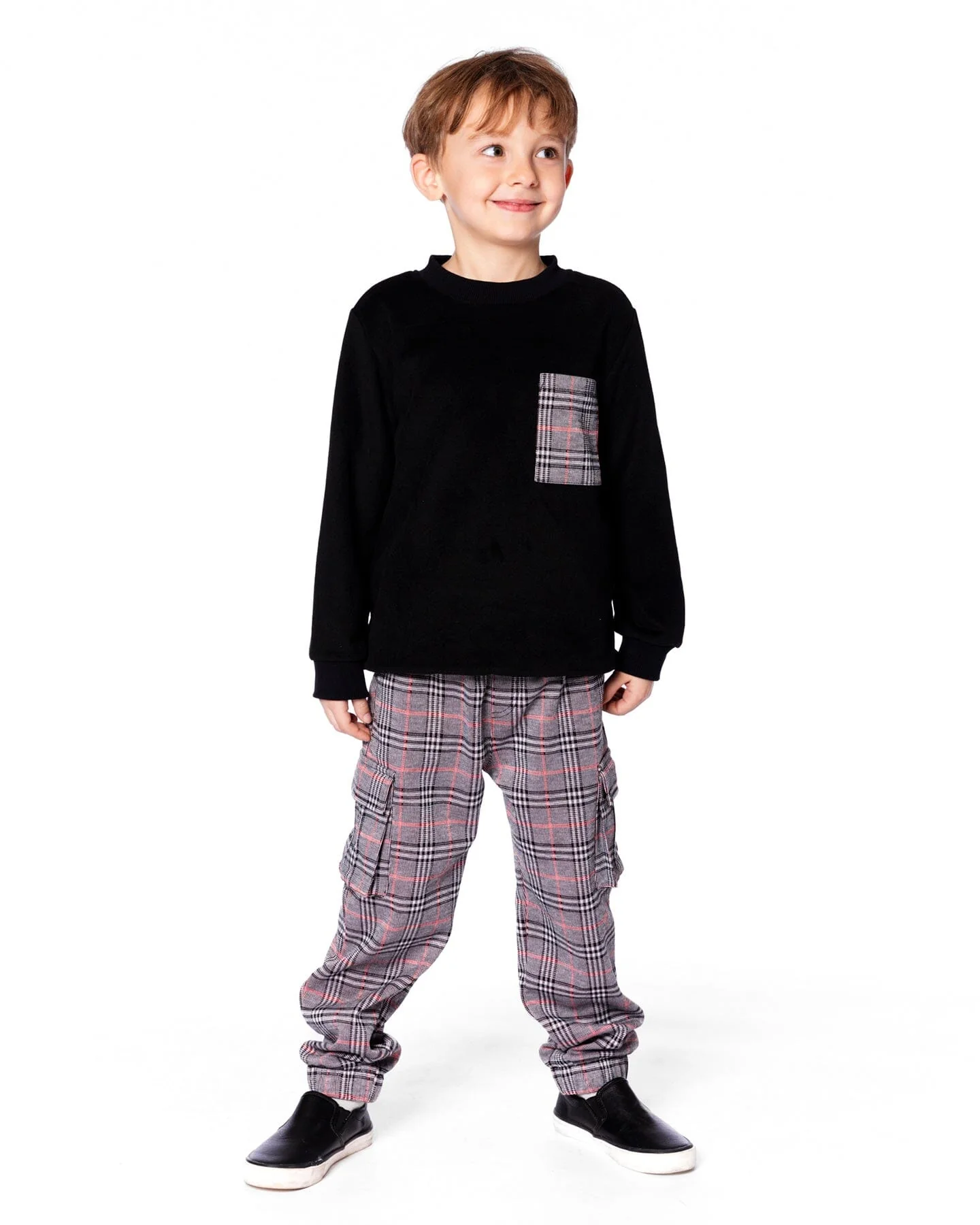 Plaid Cargo Pant Gray And Black - Image 2