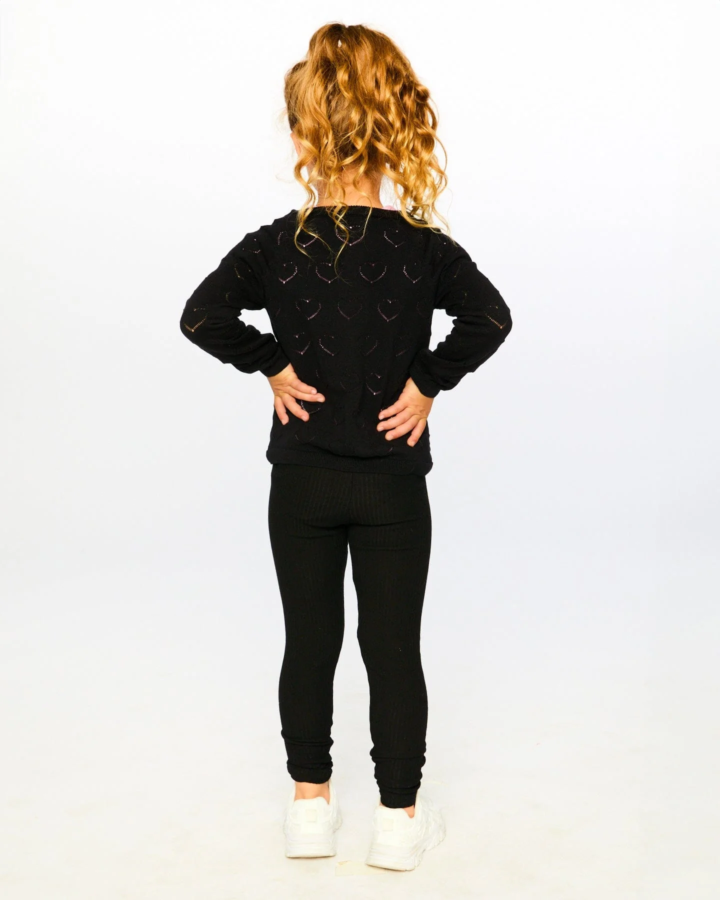 Pointelle Knit Cardigan Black - Image 2