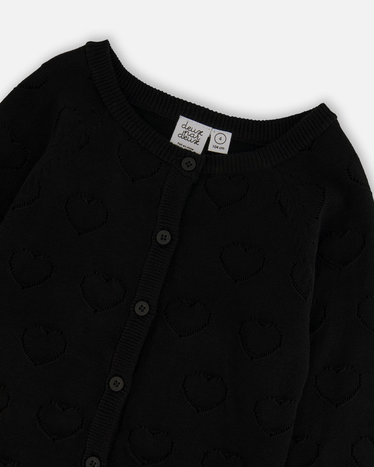 Pointelle Knit Cardigan Black - Image 4