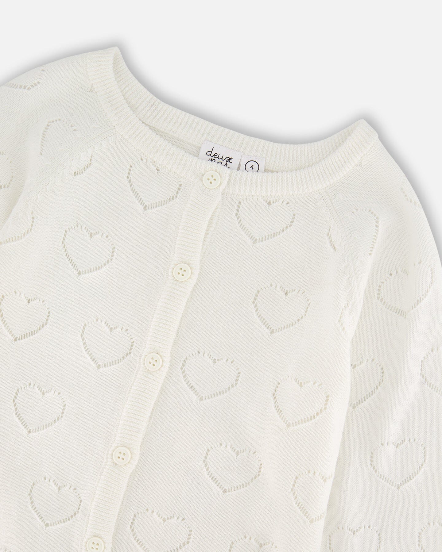 Pointelle Knit Cardigan Off-White - Image 3