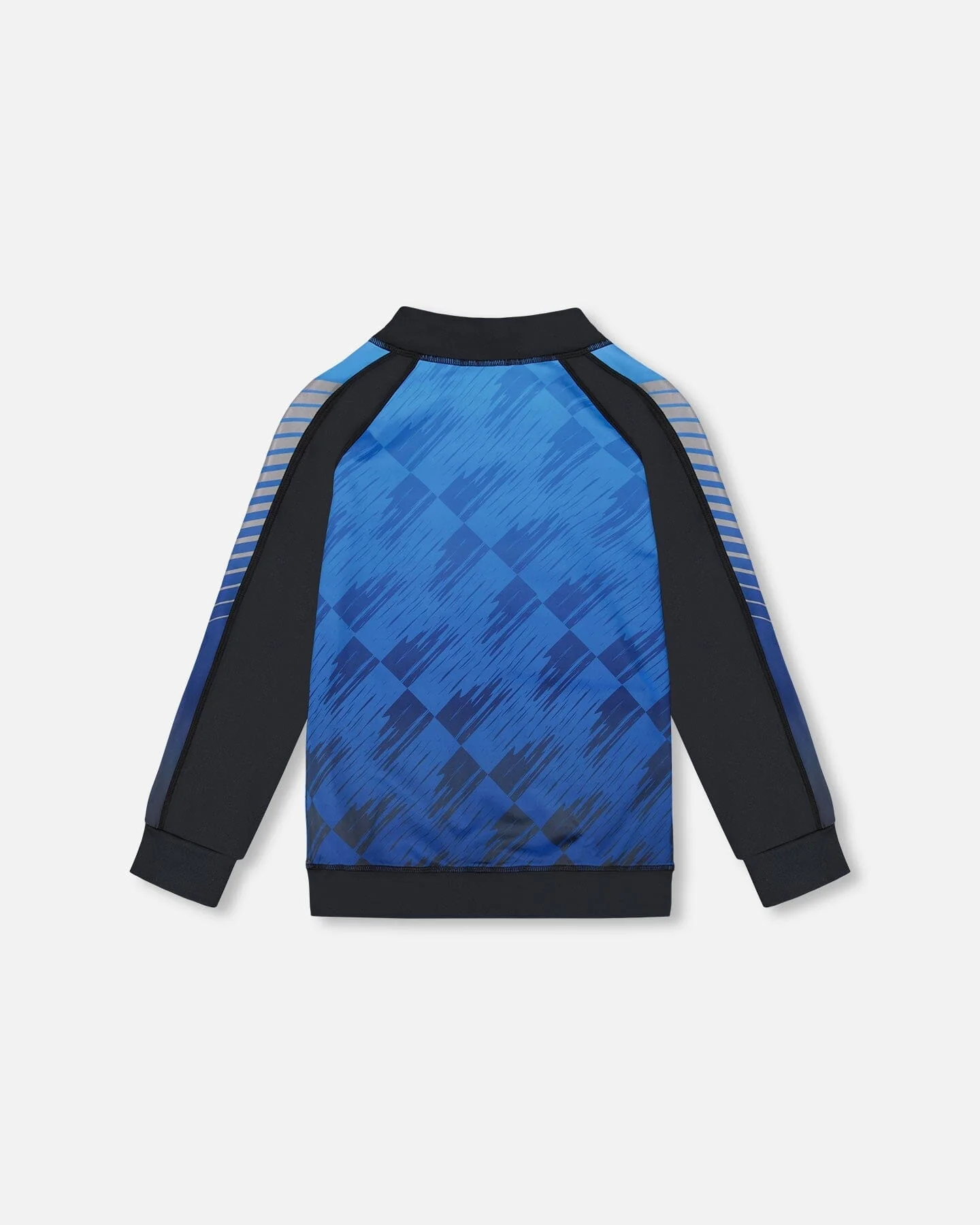 Printed Full Zip Athletic Cardigan Blue And Black - Image 3