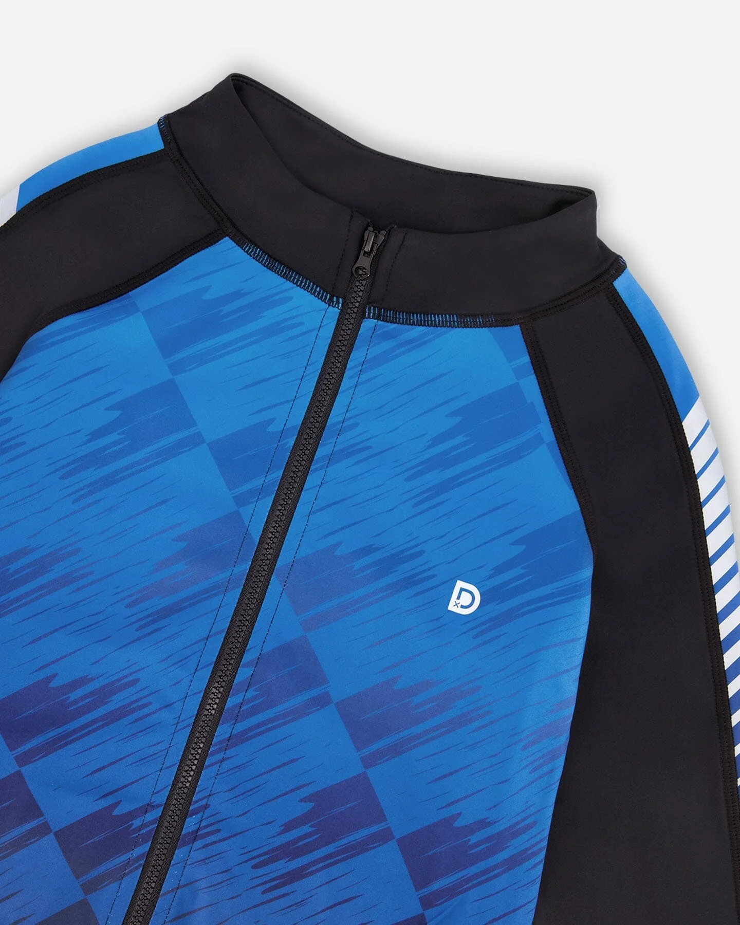 Printed Full Zip Athletic Cardigan Blue And Black - Image 4
