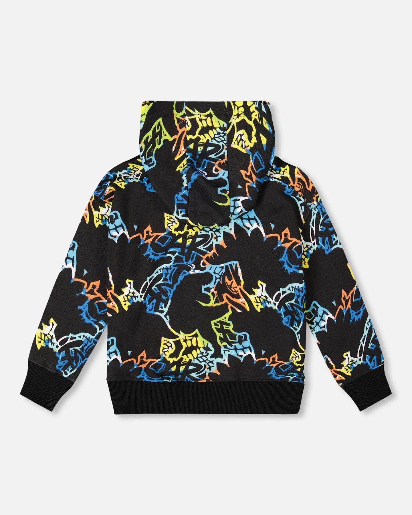 Printed Hooded Fleece Sweatshirt Black - Image 3
