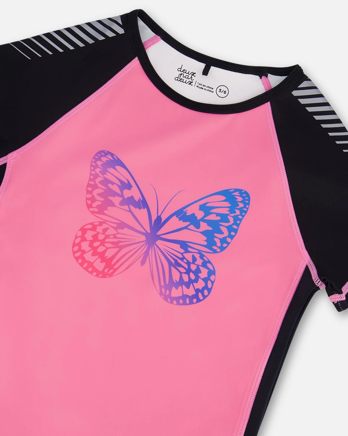 Printed Short Sleeve Athletic Top Pink With Butterflies - Image 4