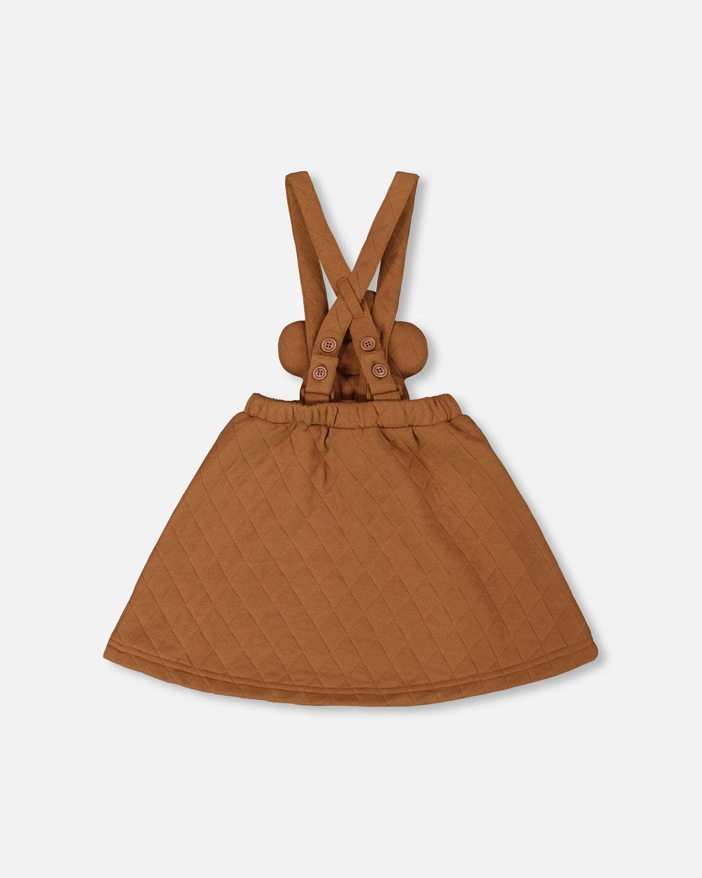 Quilted Overall Dress Mocha - Image 3
