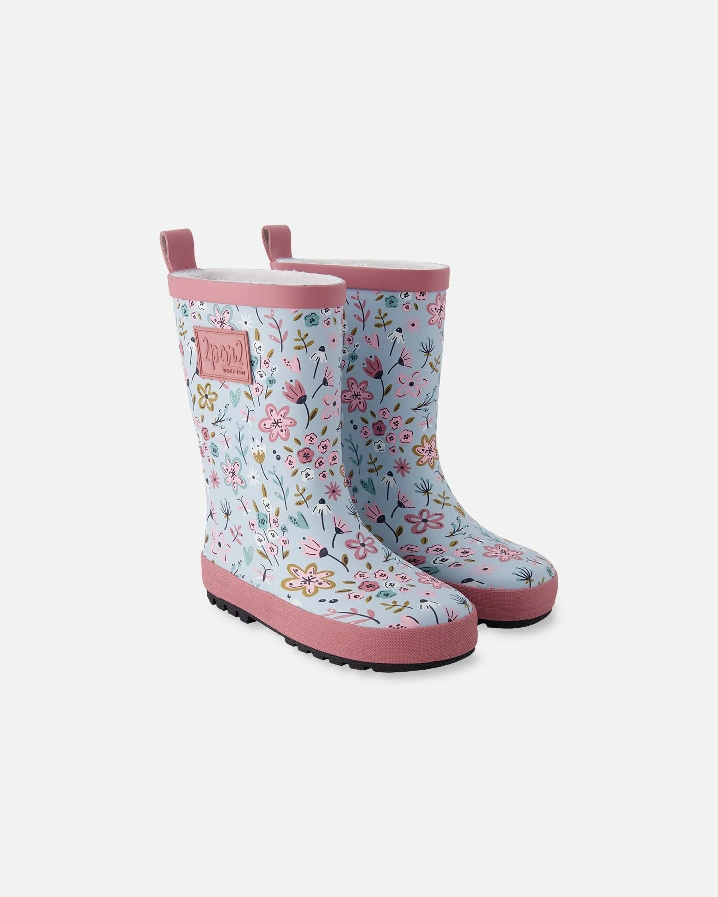 Rain Boots In Natural Rubber Blue Mini Flower Print