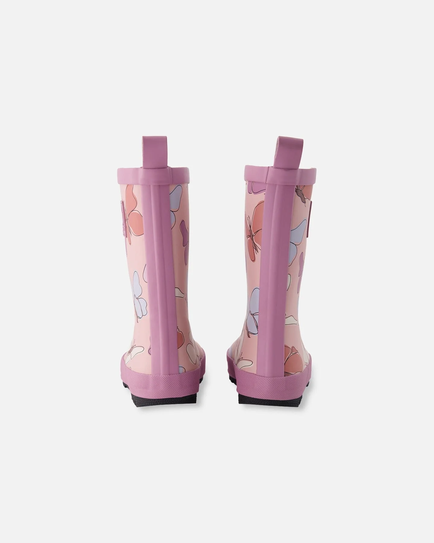 Rain Boots In Natural Rubber Pink Butterfly Print - Image 4