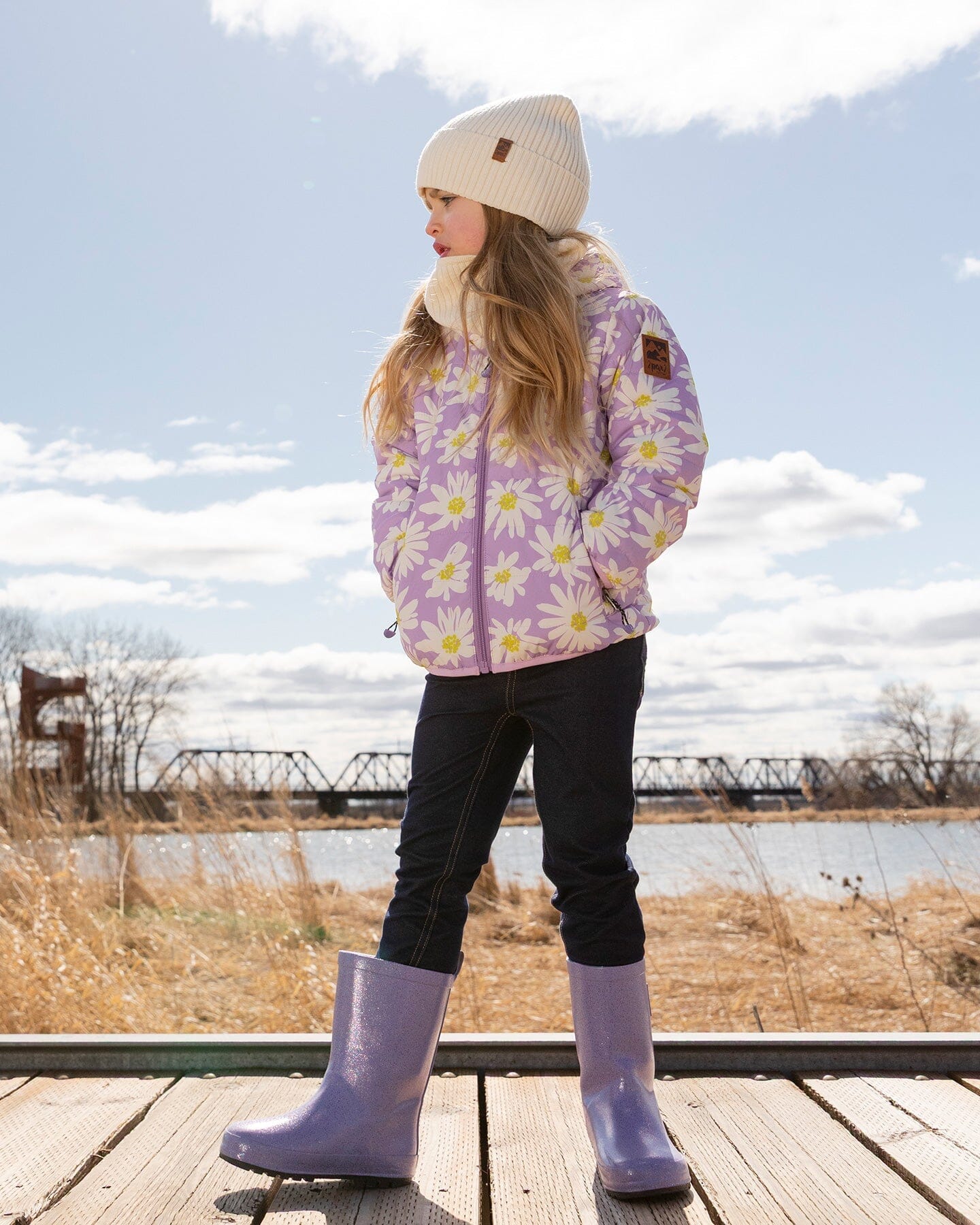 Rain Boots In Natural Rubber Purple Glitter - Image 2