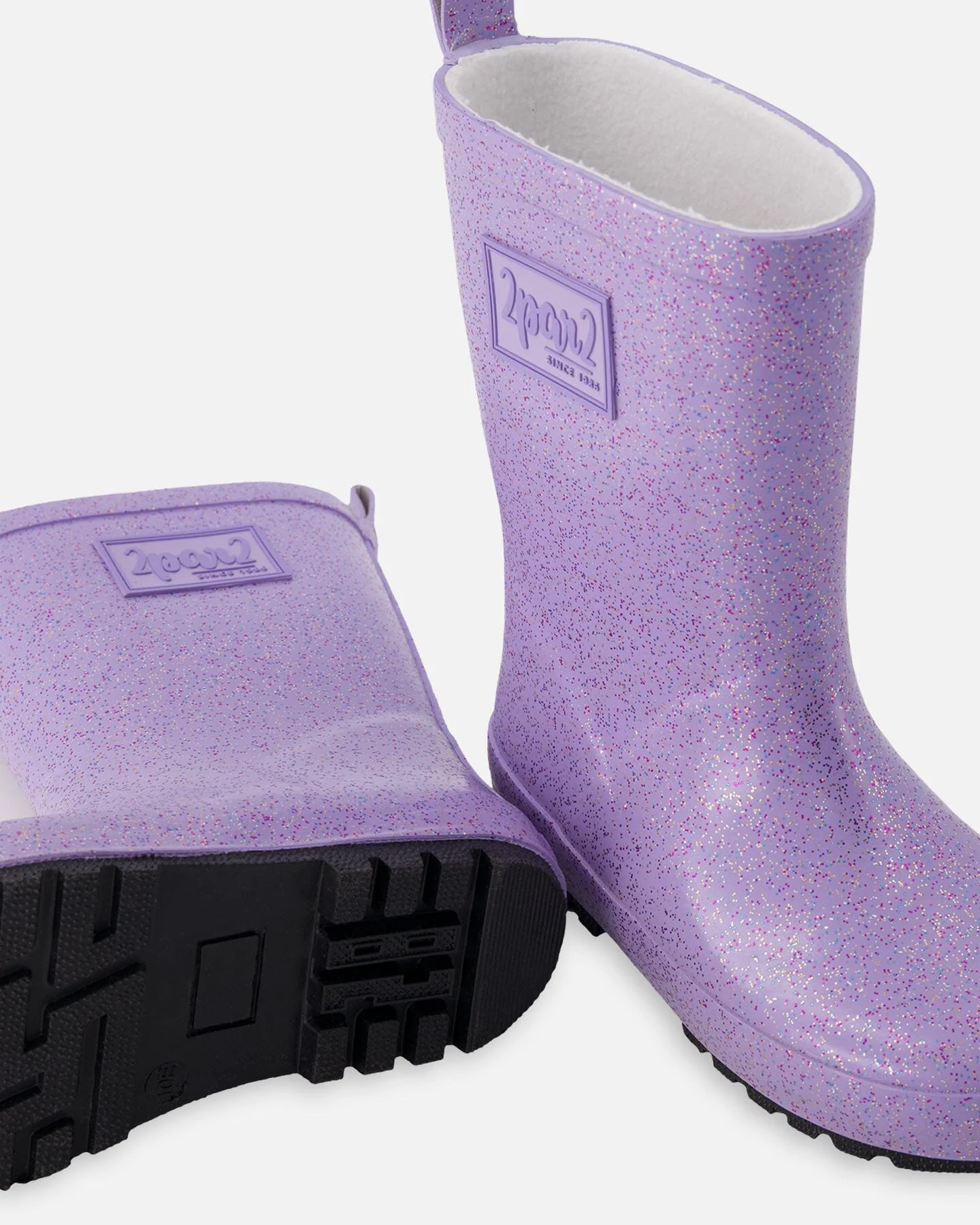 Rain Boots In Natural Rubber Purple Glitter - Image 4
