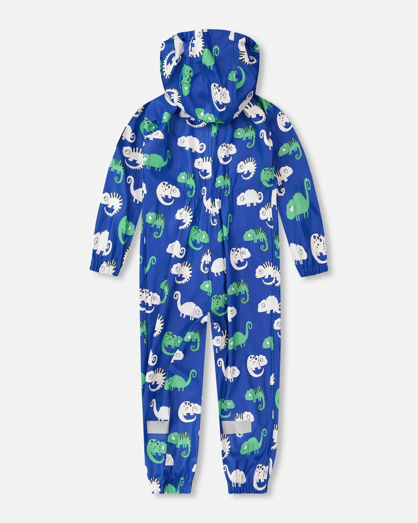 Blue rain jumpsuit with color-changing chameleon print - Image 4