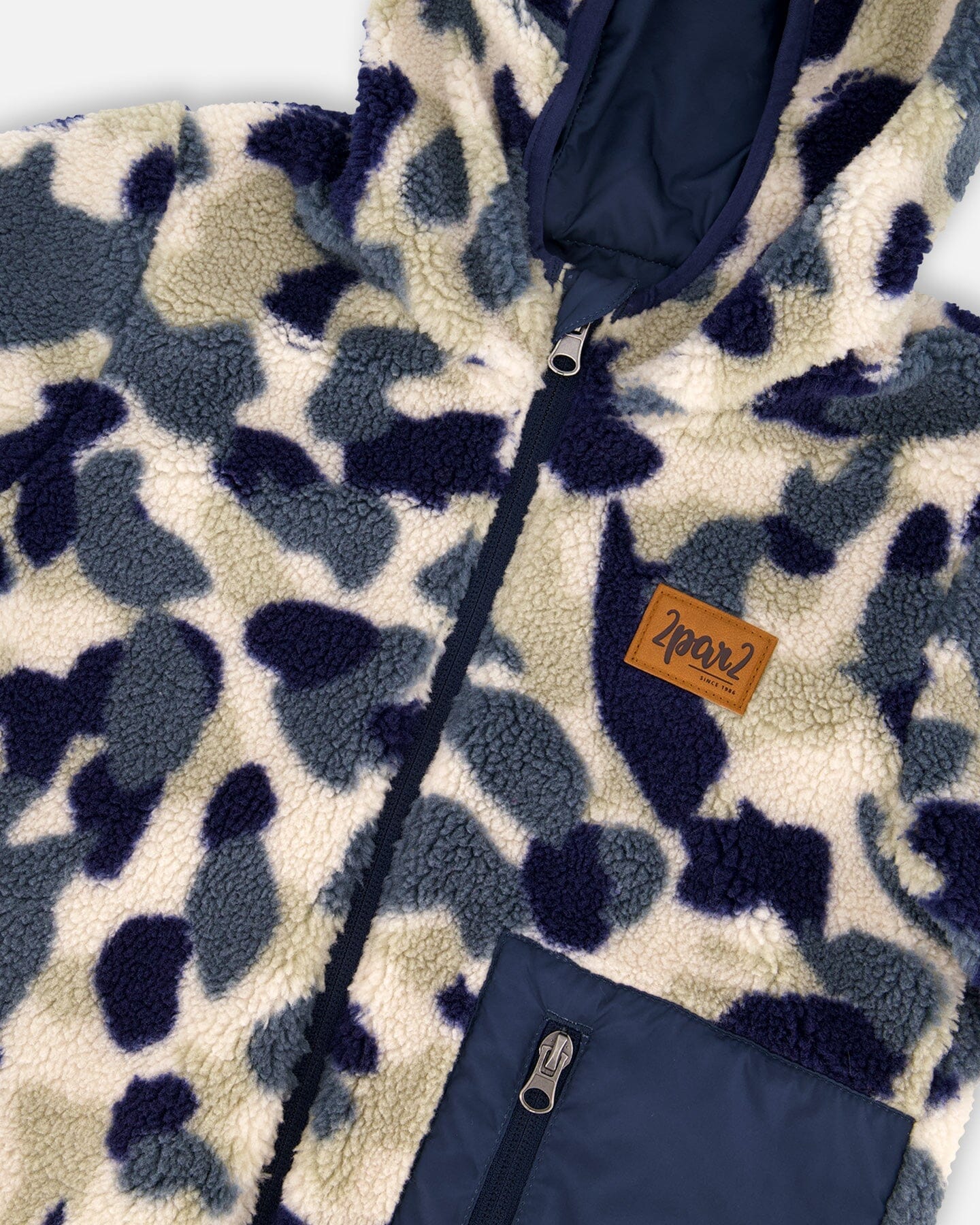 Reversible Mid-Season Sherpa Jacket Blue Camo - Image 5