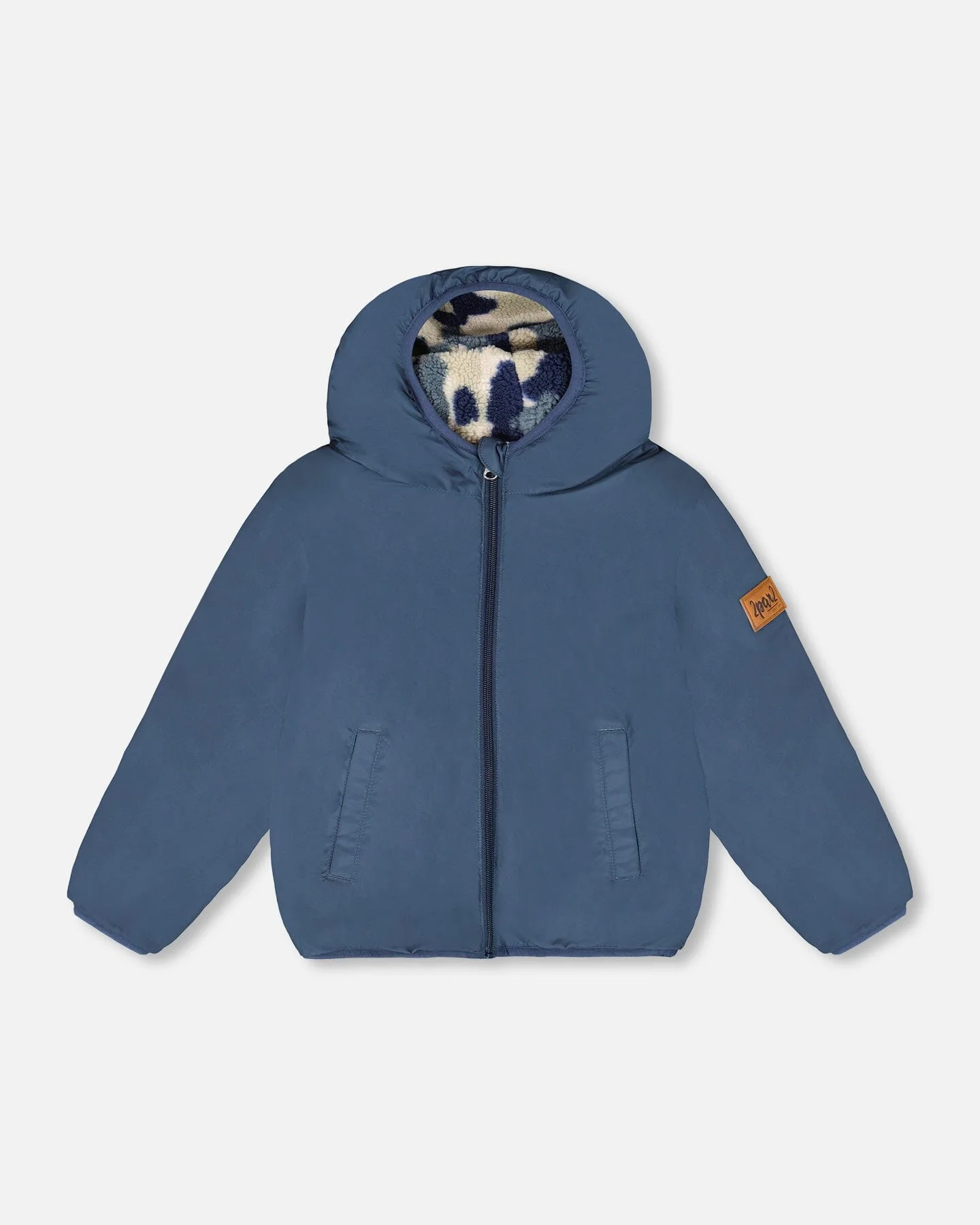 Reversible Mid-Season Sherpa Jacket Blue Camo - Image 6