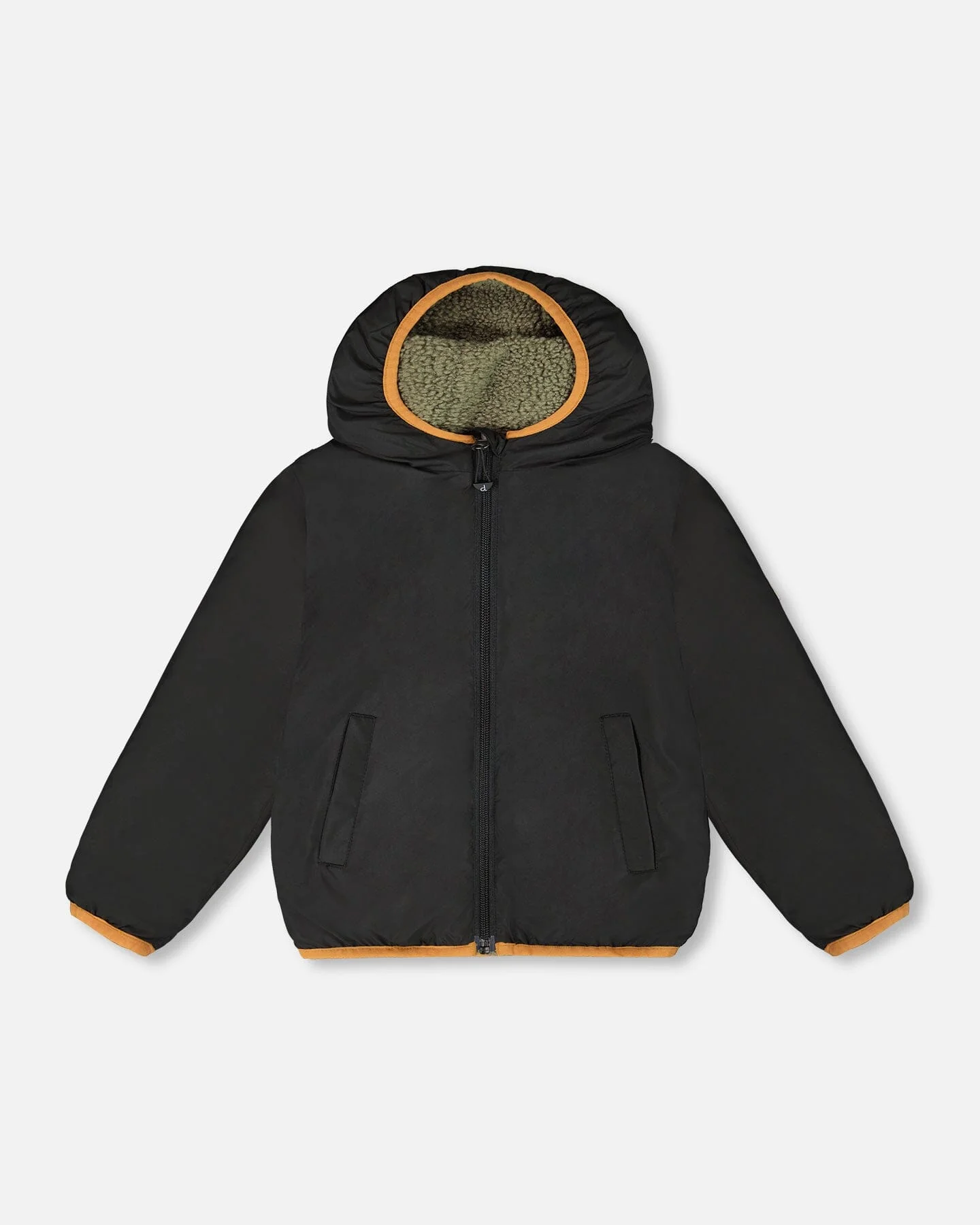 Reversible Mid-Season Sherpa Jacket Khaki - Image 6