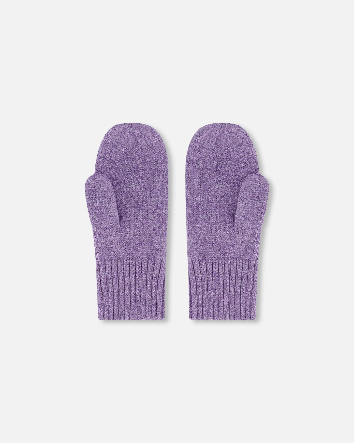 Ribbed Knit Mittens Lavender - Image 3