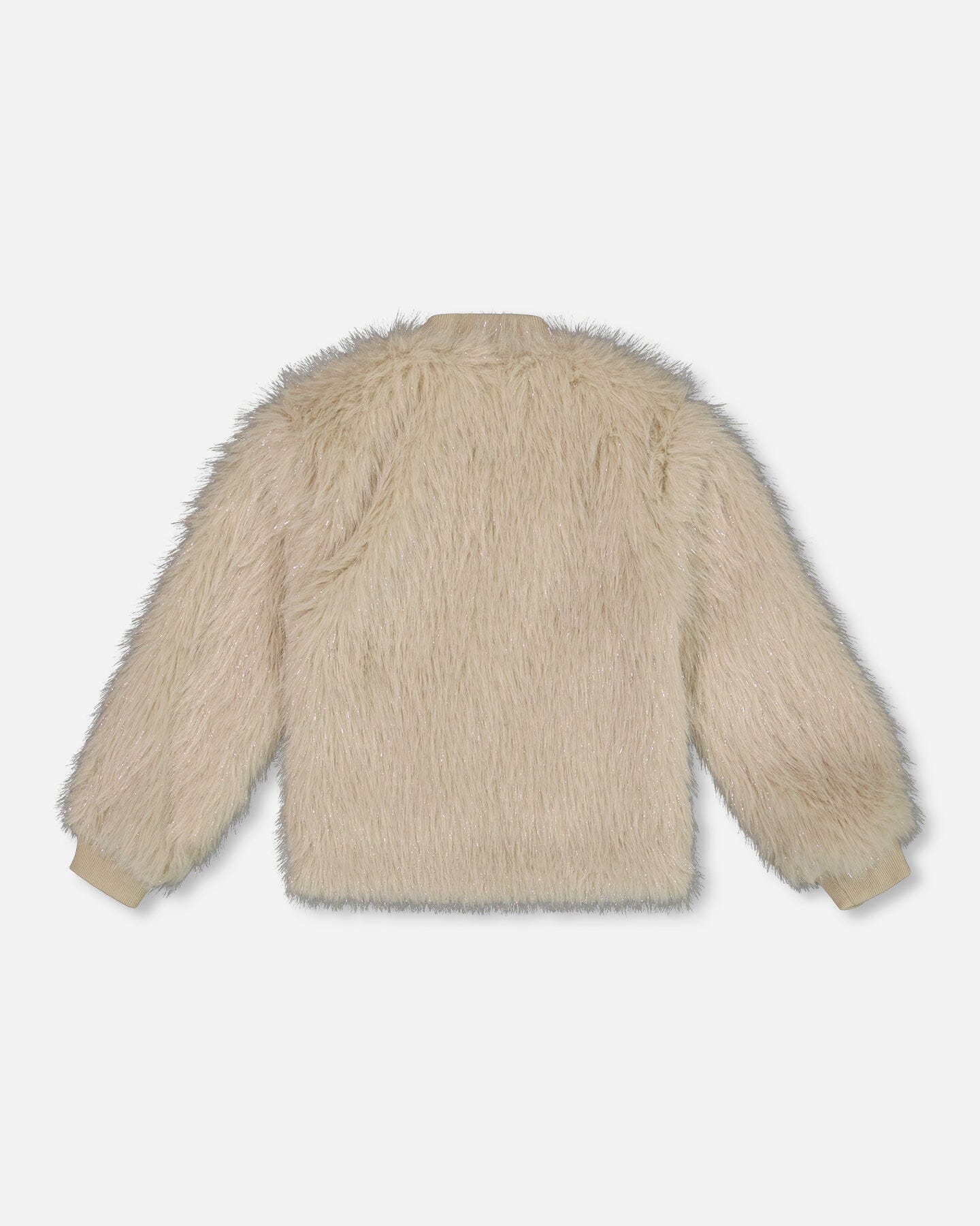Short Faux Fur Coat Beige - Image 4