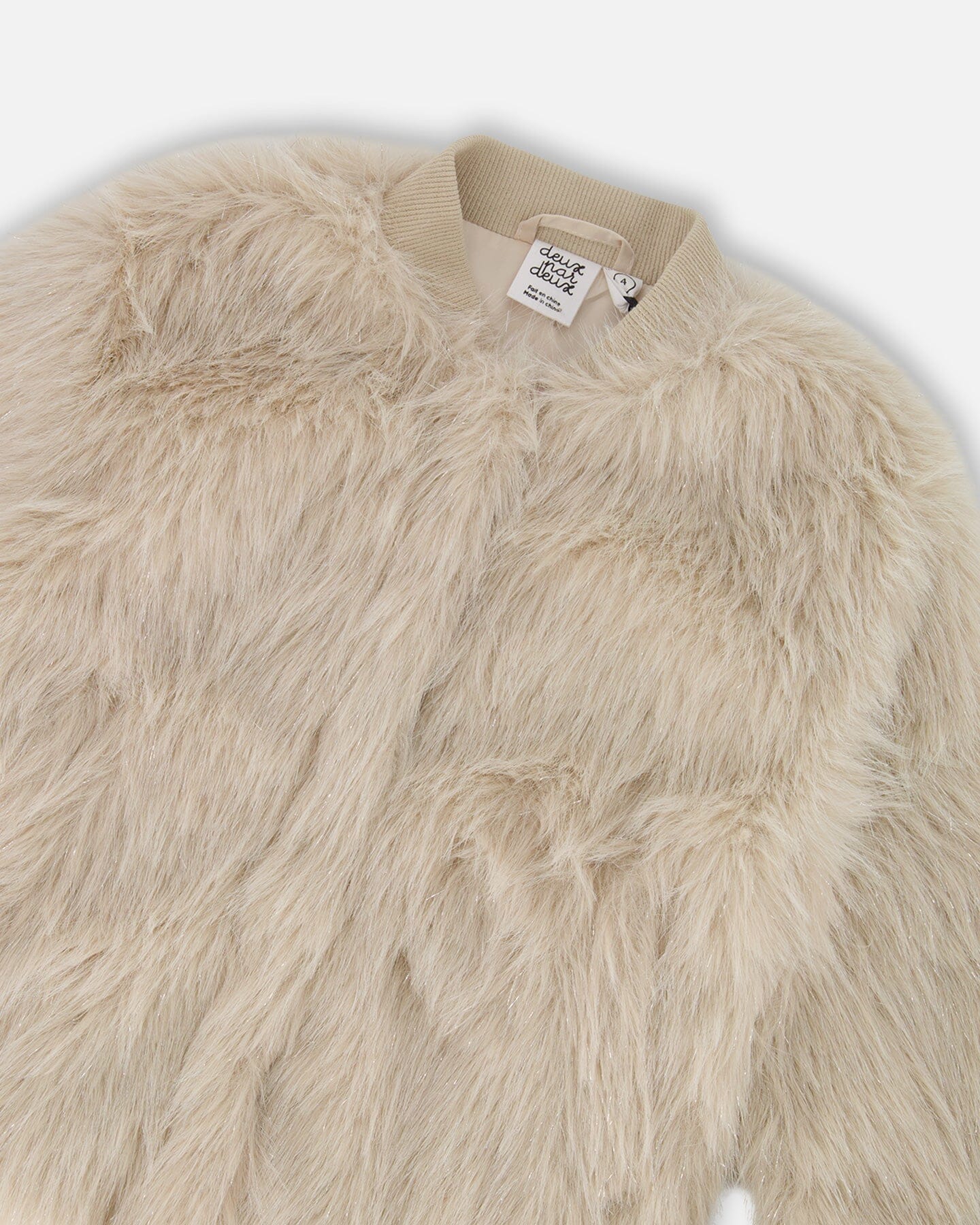 Short Faux Fur Coat Beige - Image 5