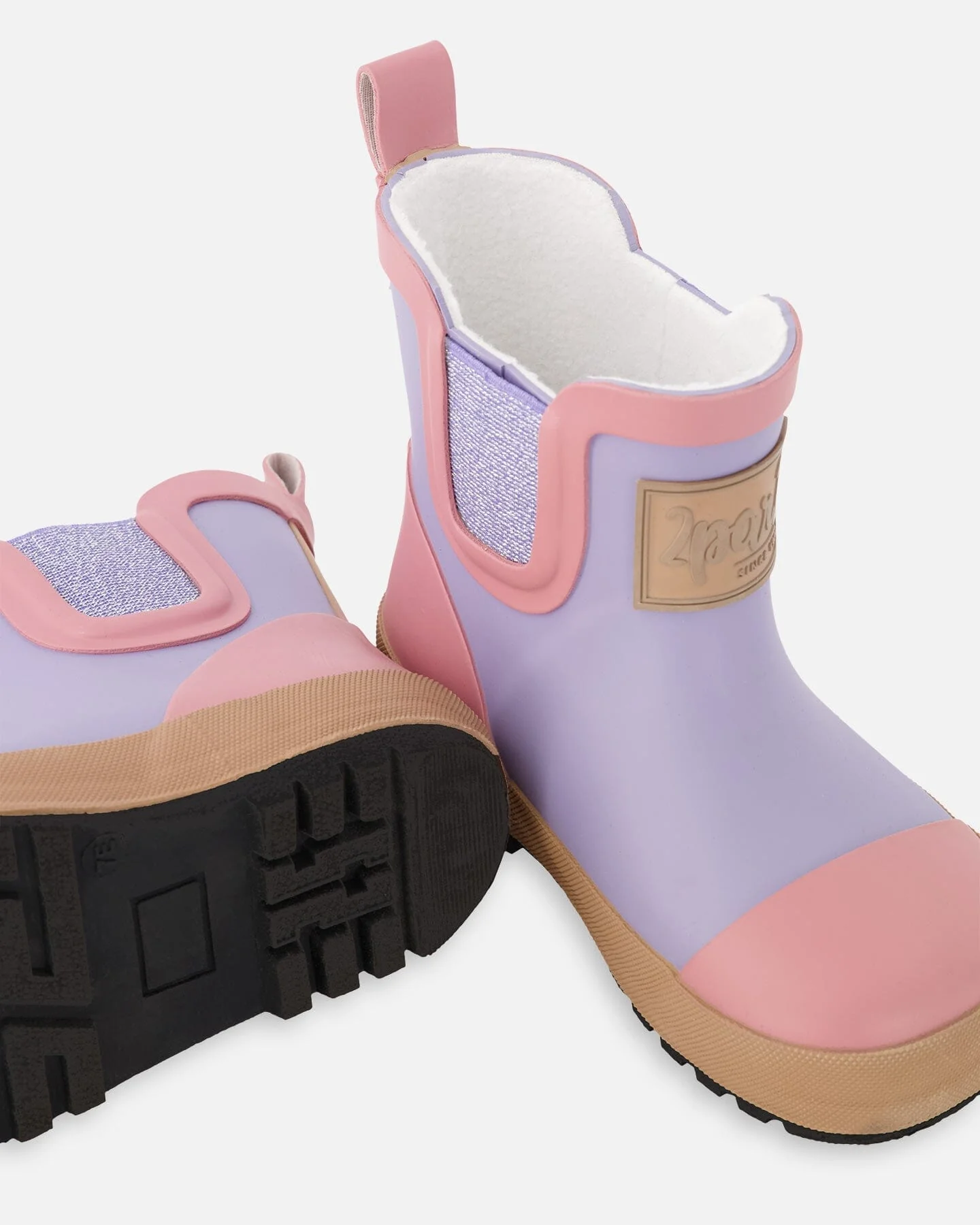 Short Rain Boots In Natural Rubber Lavender - Image 3