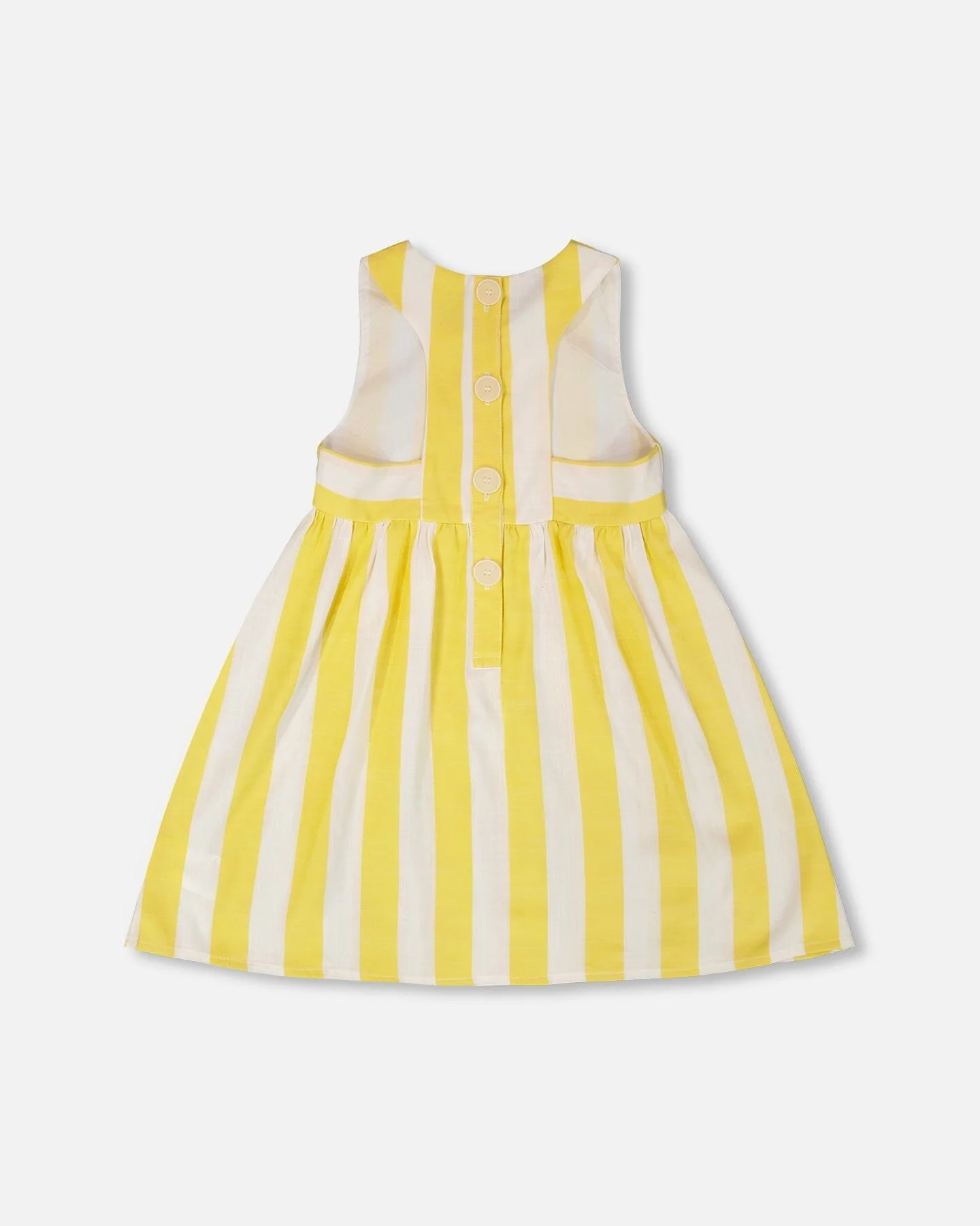 Sleeveless Dress White And Yellow Stripes - Image 3