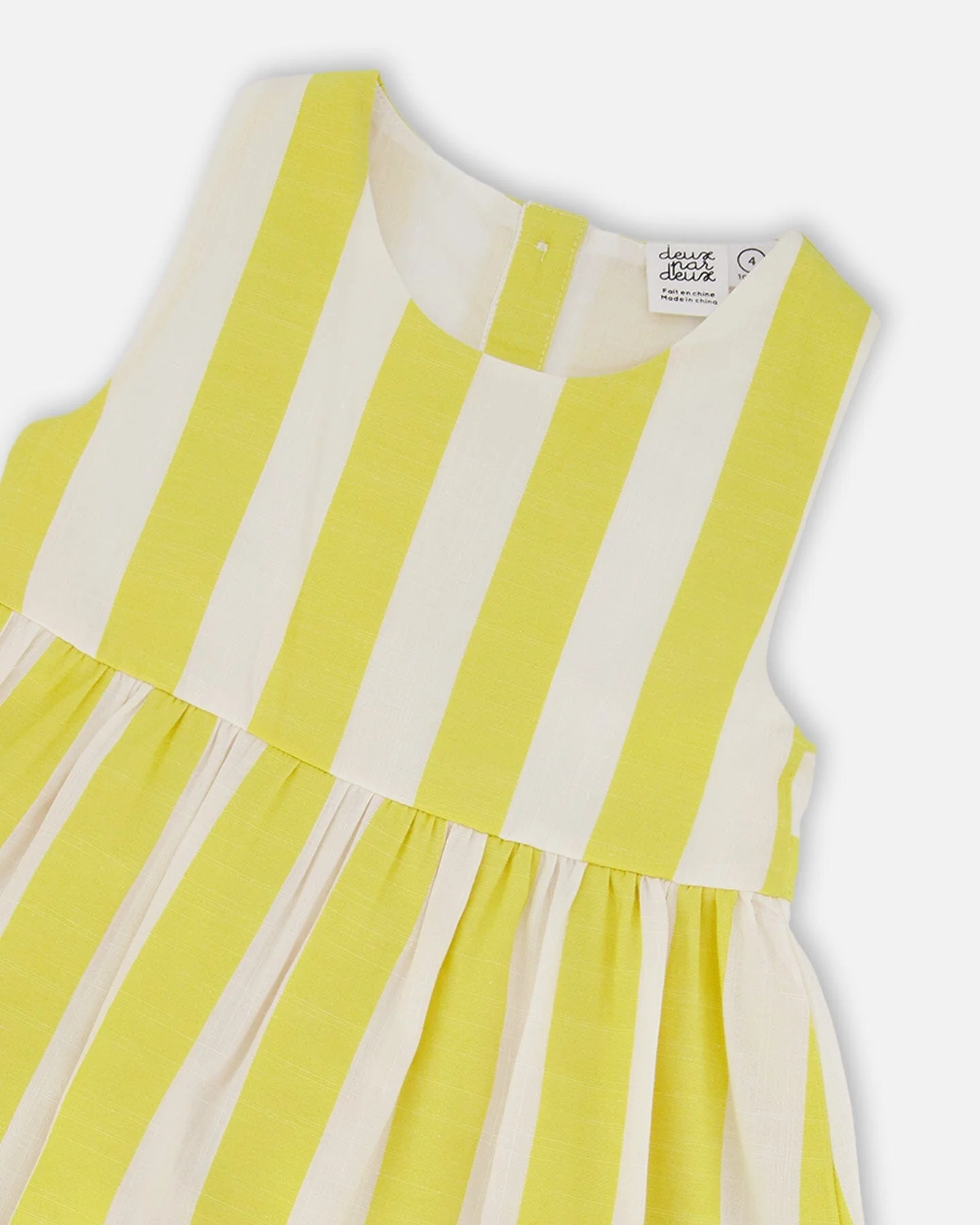 Sleeveless Dress White And Yellow Stripes - Image 4