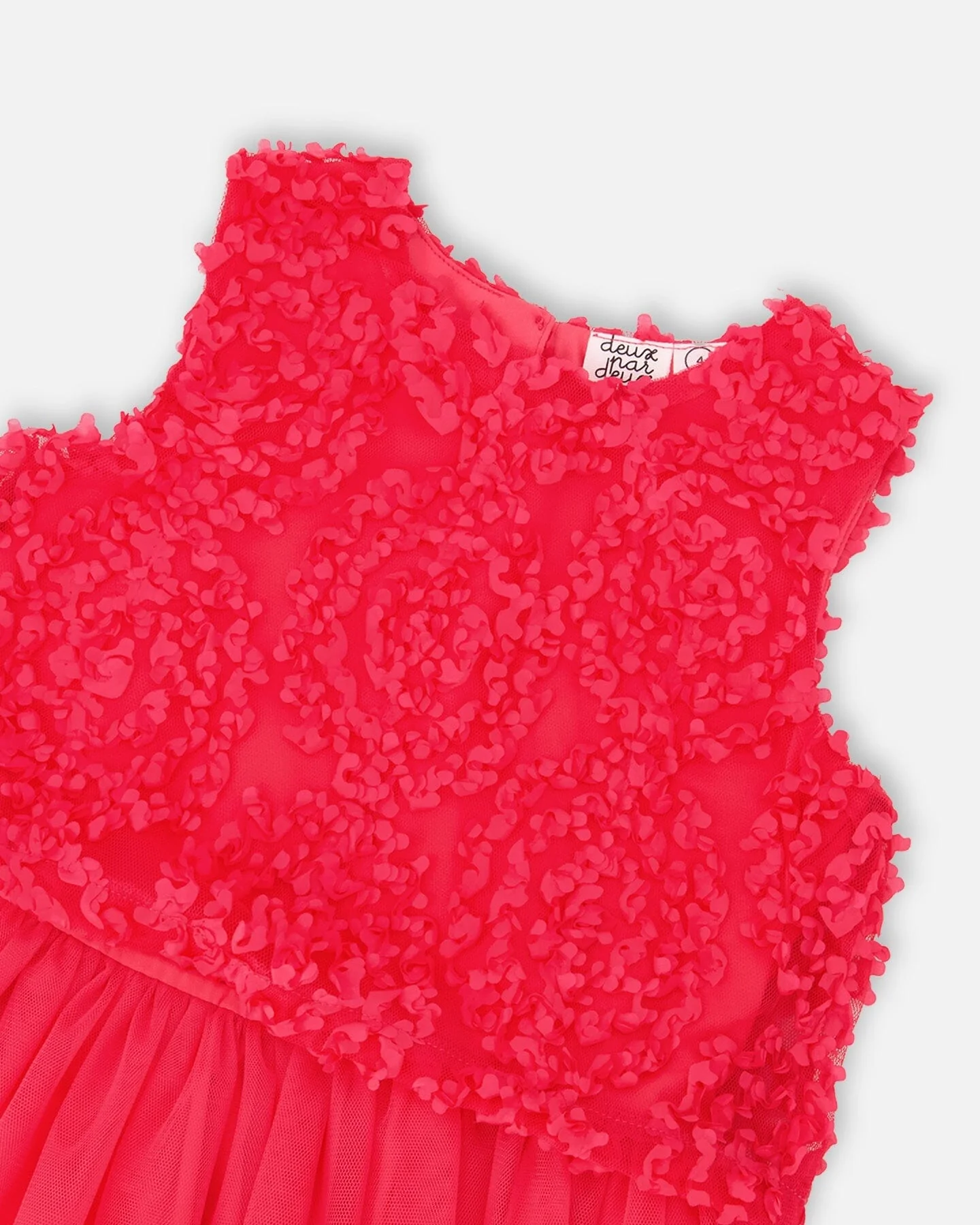Sleeveless Textured Rosette Dress Pink - Image 4