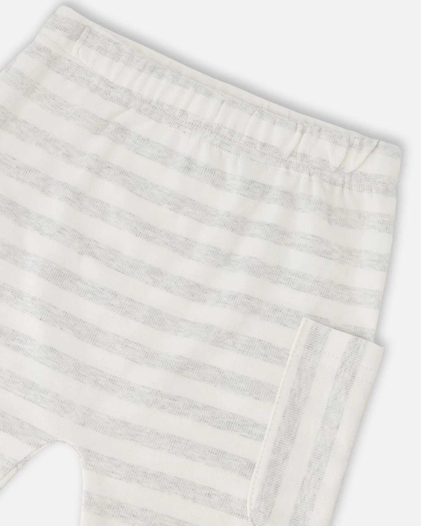 Soft Jersey Sweater And Pants Set White And Grey Stripes - Image 5