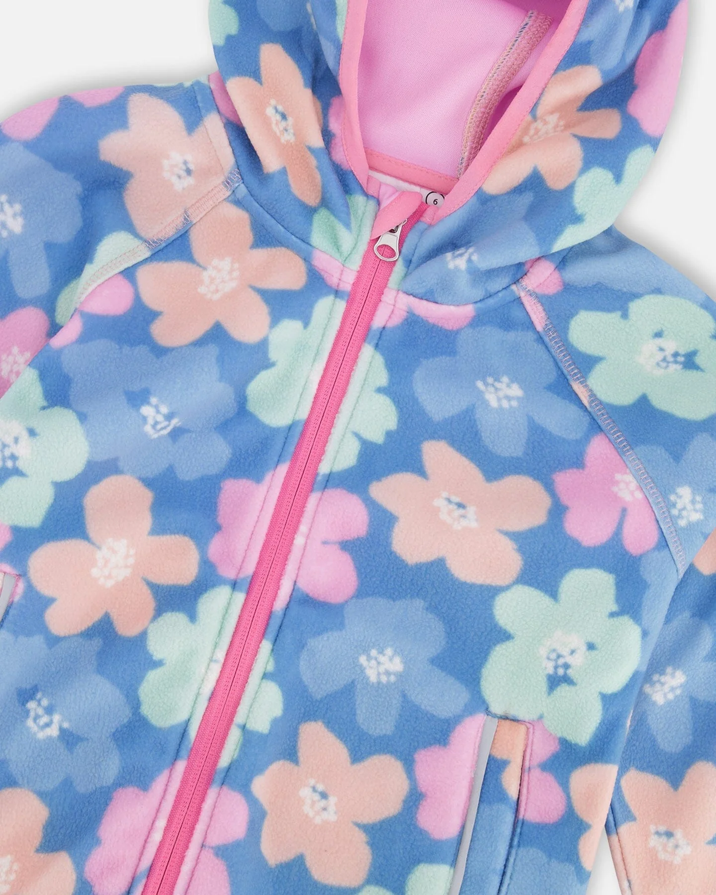 Windfleece Jacket Blue Flower Print - Image 4