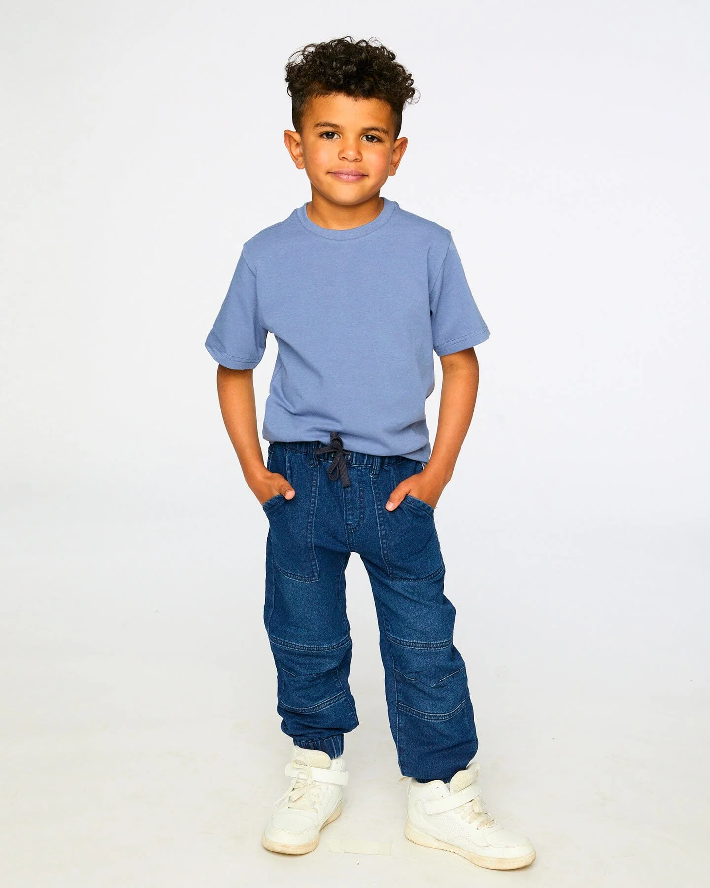 Stretch French Terry Denim Jogger Navy Blue - Image 2