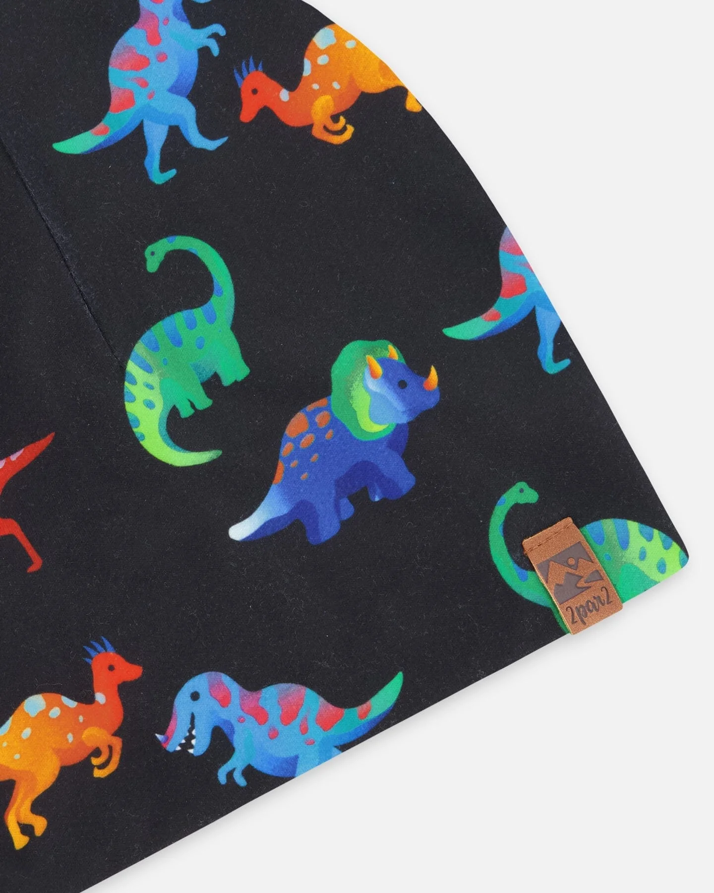 Stretch Jersey Beanie Black Dinosaur Print - Image 5