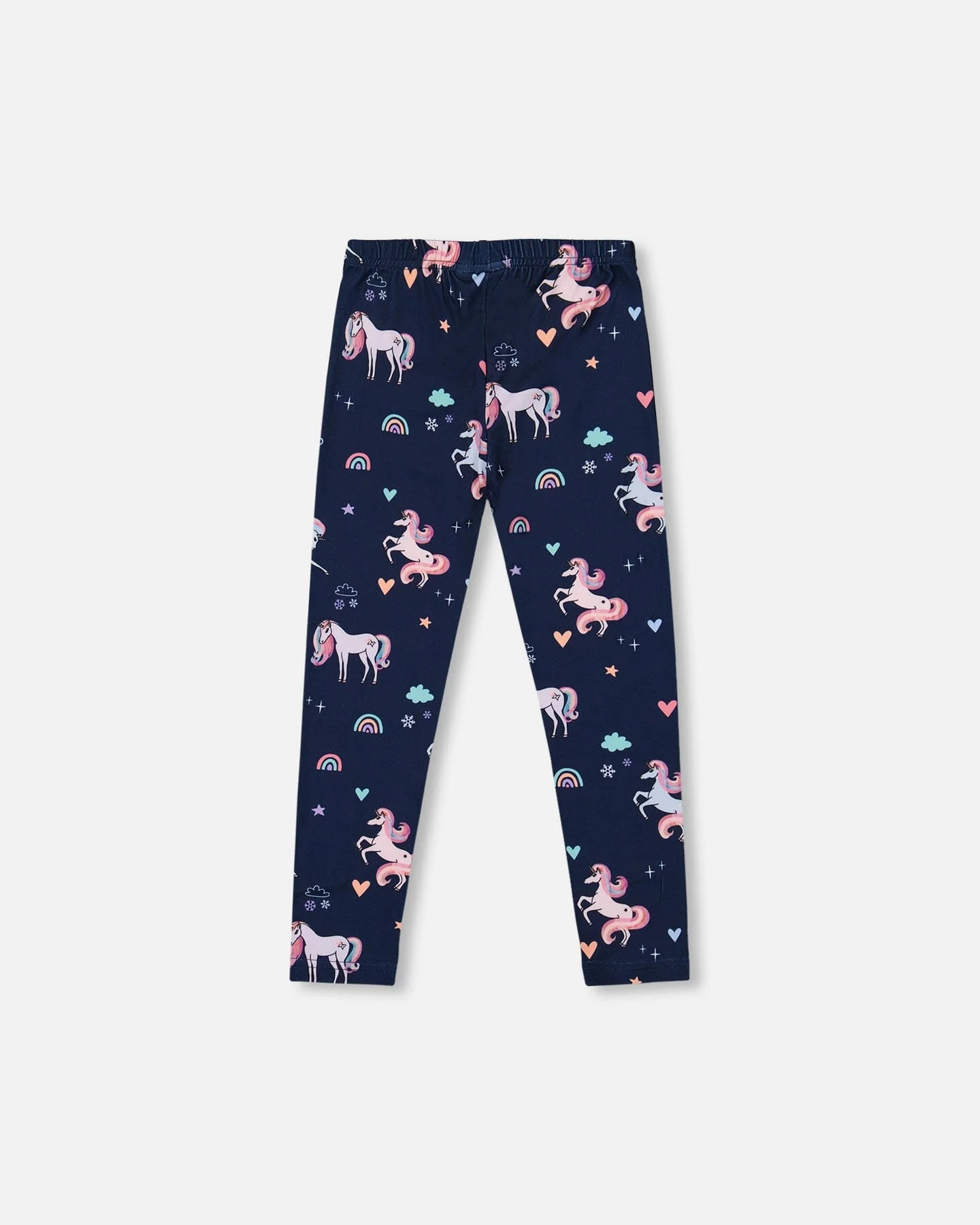 Stretch Jersey Leggings Navy Unicorn Print - Image 3
