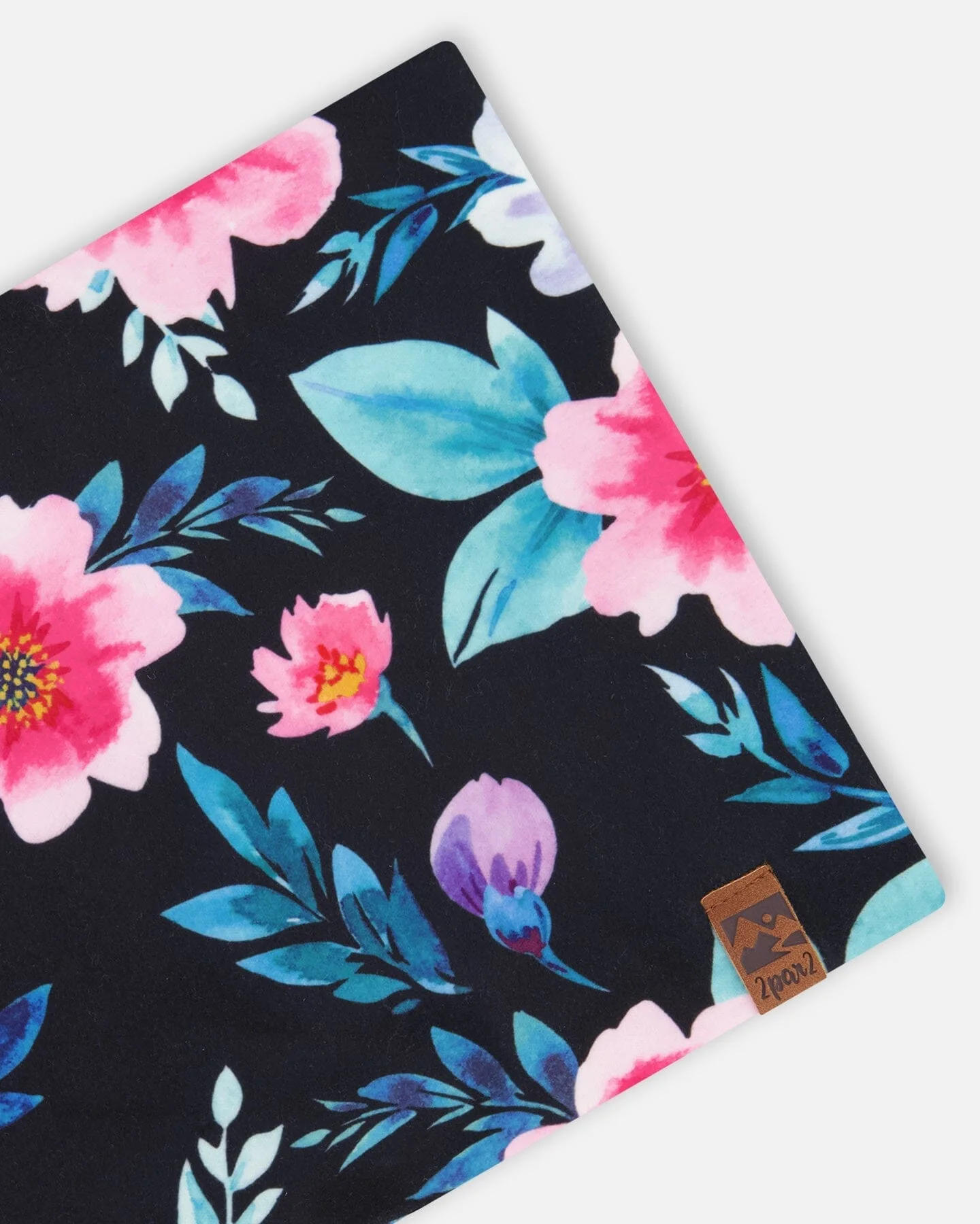Stretch Jersey Neck Tube Black Printed Flowers - Image 3