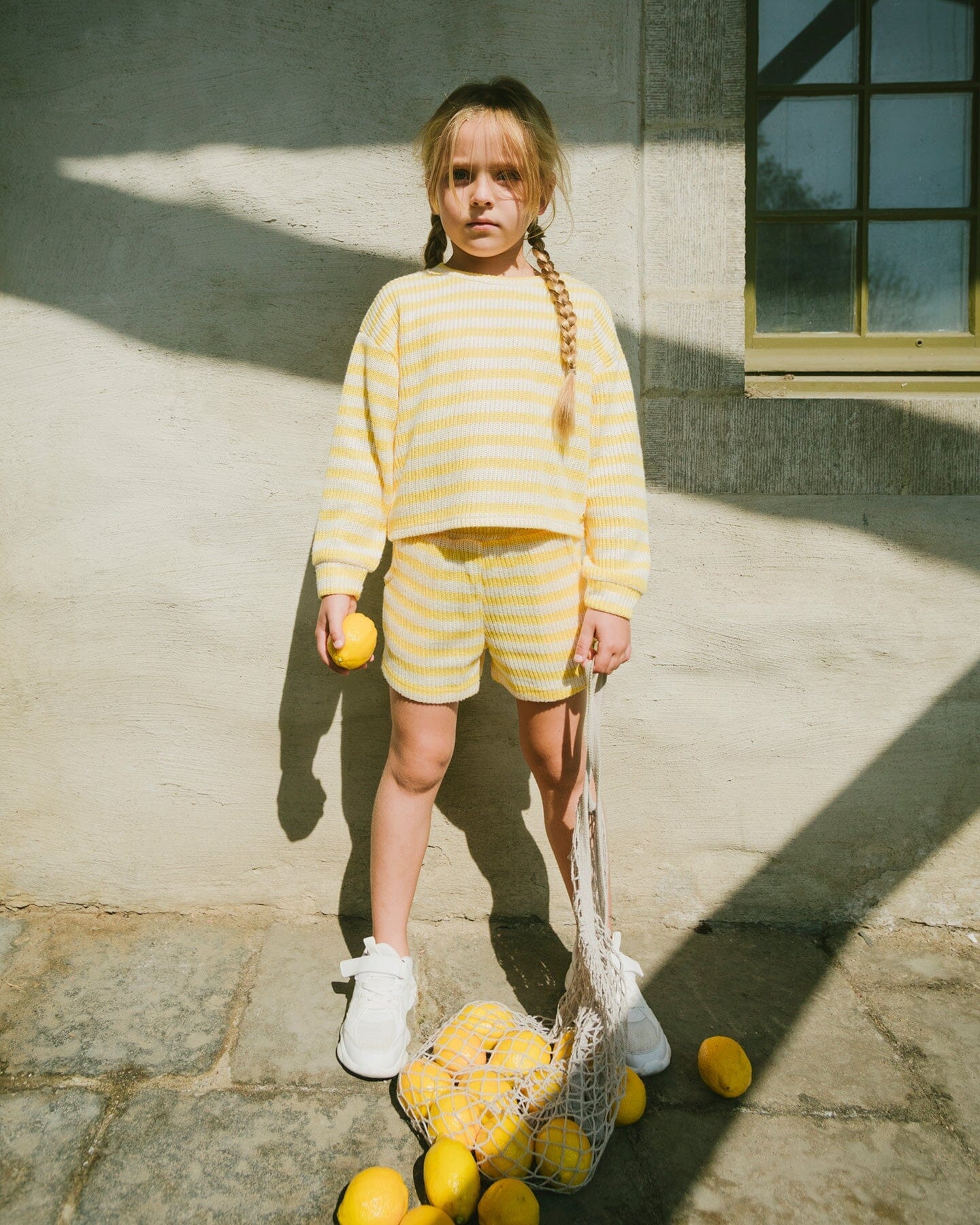 Striped Shorts Yellow And White - Image 2