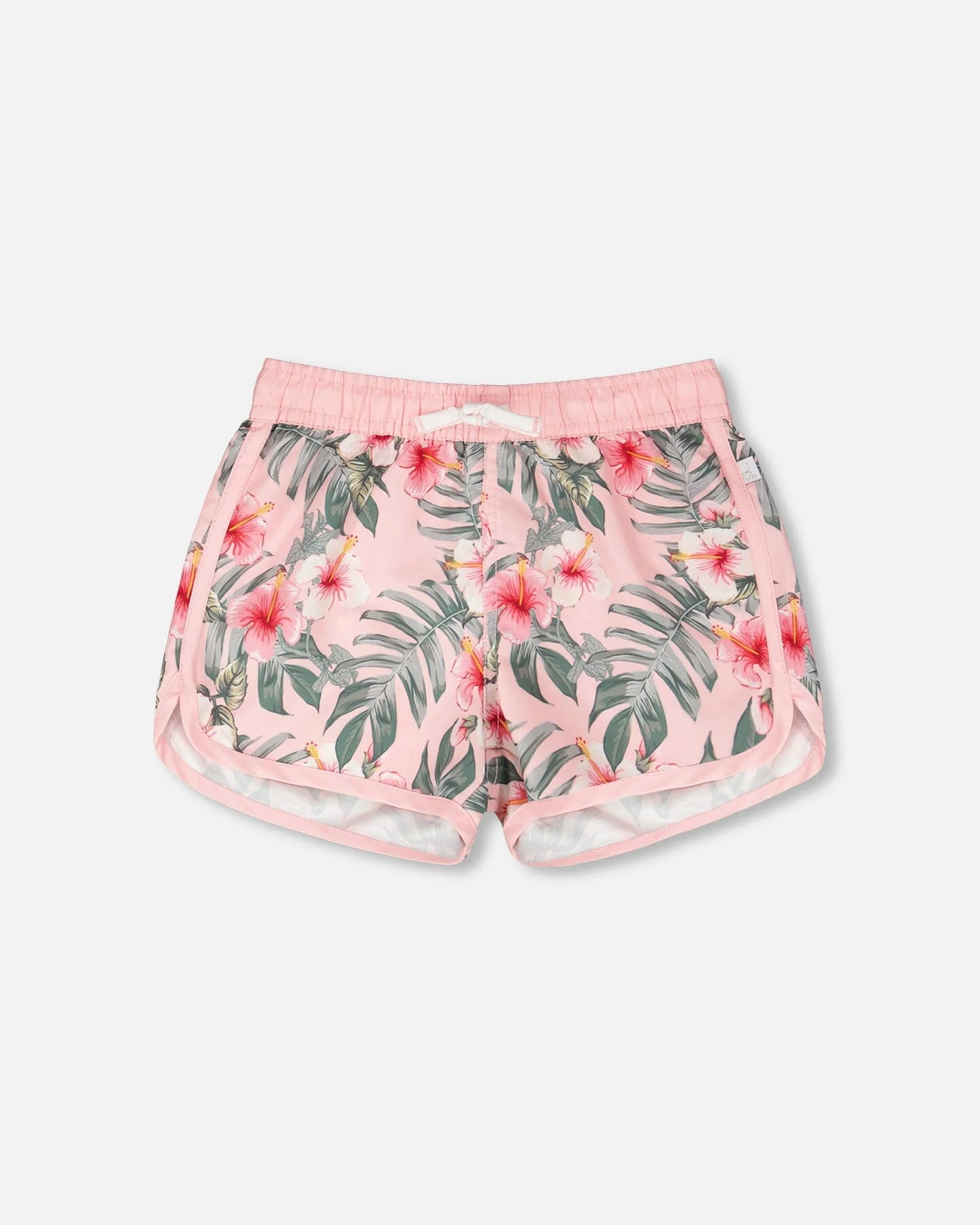 Swim Shorts Pink Hibiscus Print