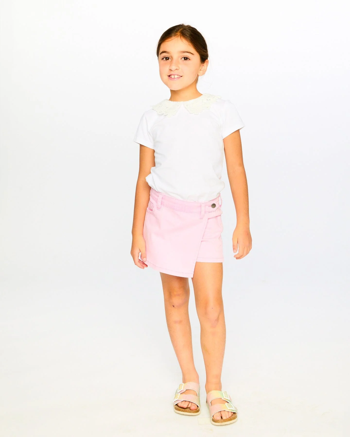 T-Shirt With Crochet Peter Pan Collar White - Image 2