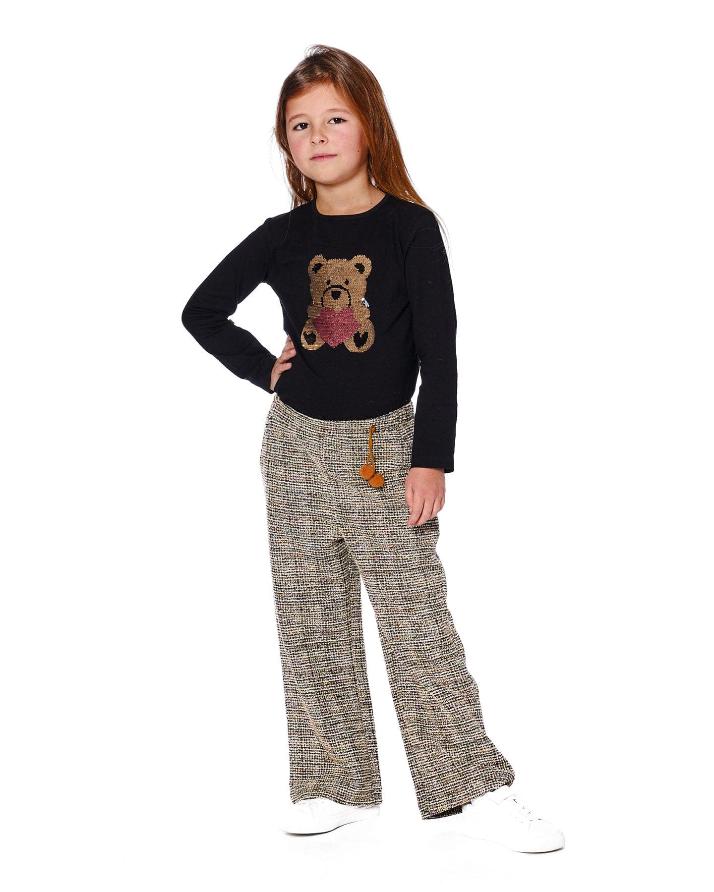 Tweed Flare Pants Beige And Black - Image 2