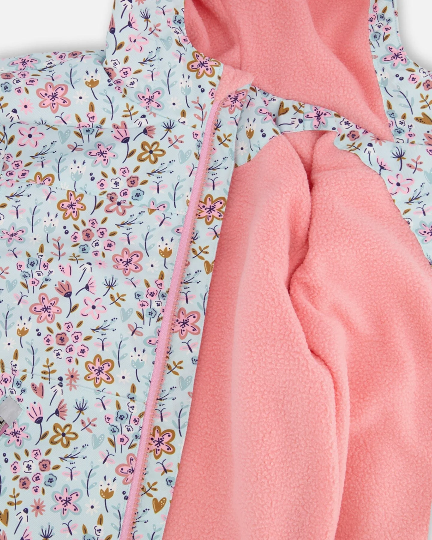 Two-Piece Mid-Season Outerwear Set Blue Mini Flower Print - Image 8