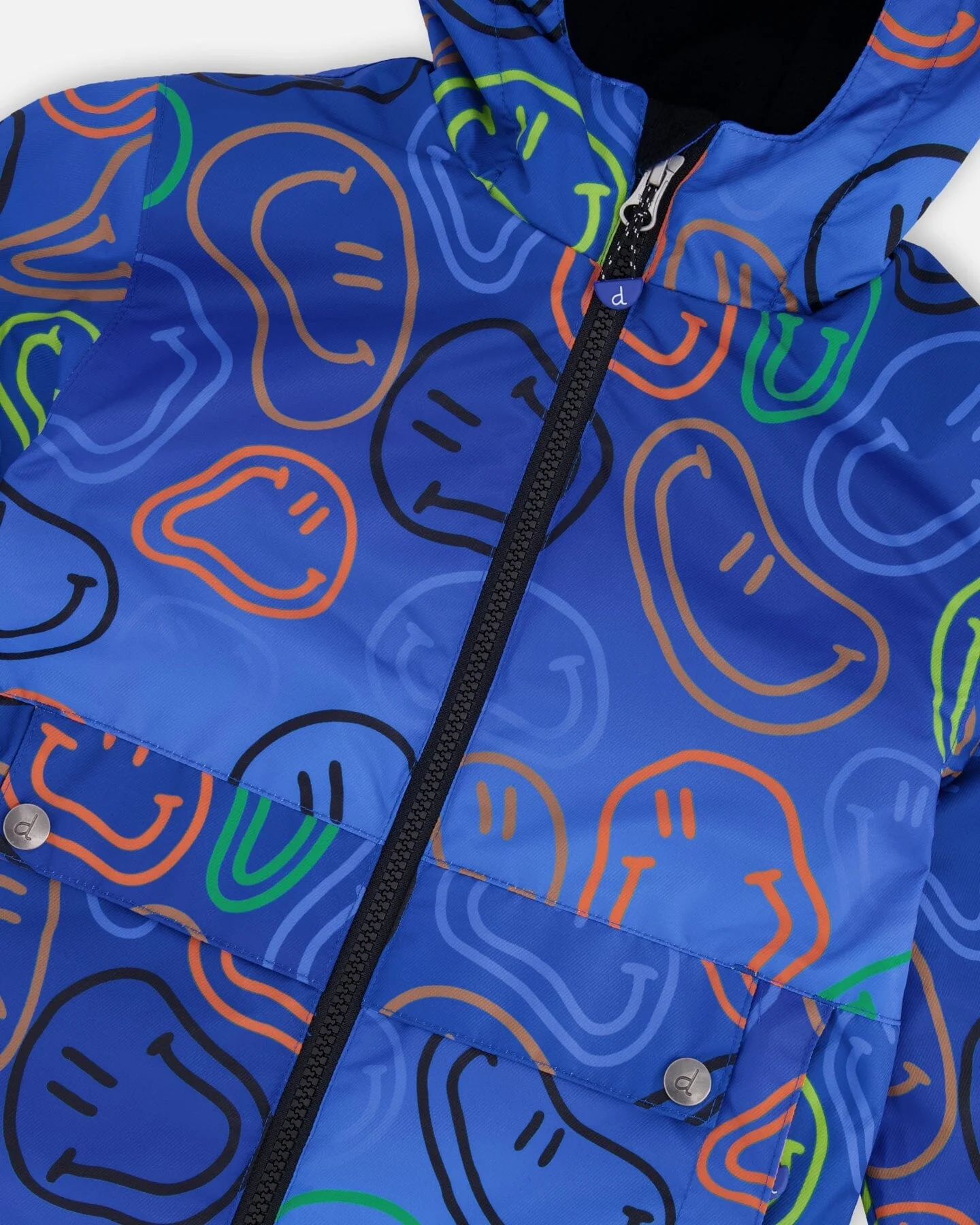 Two-Piece Mid-Season Outerwear Set Blue Printed Smileys - Image 6