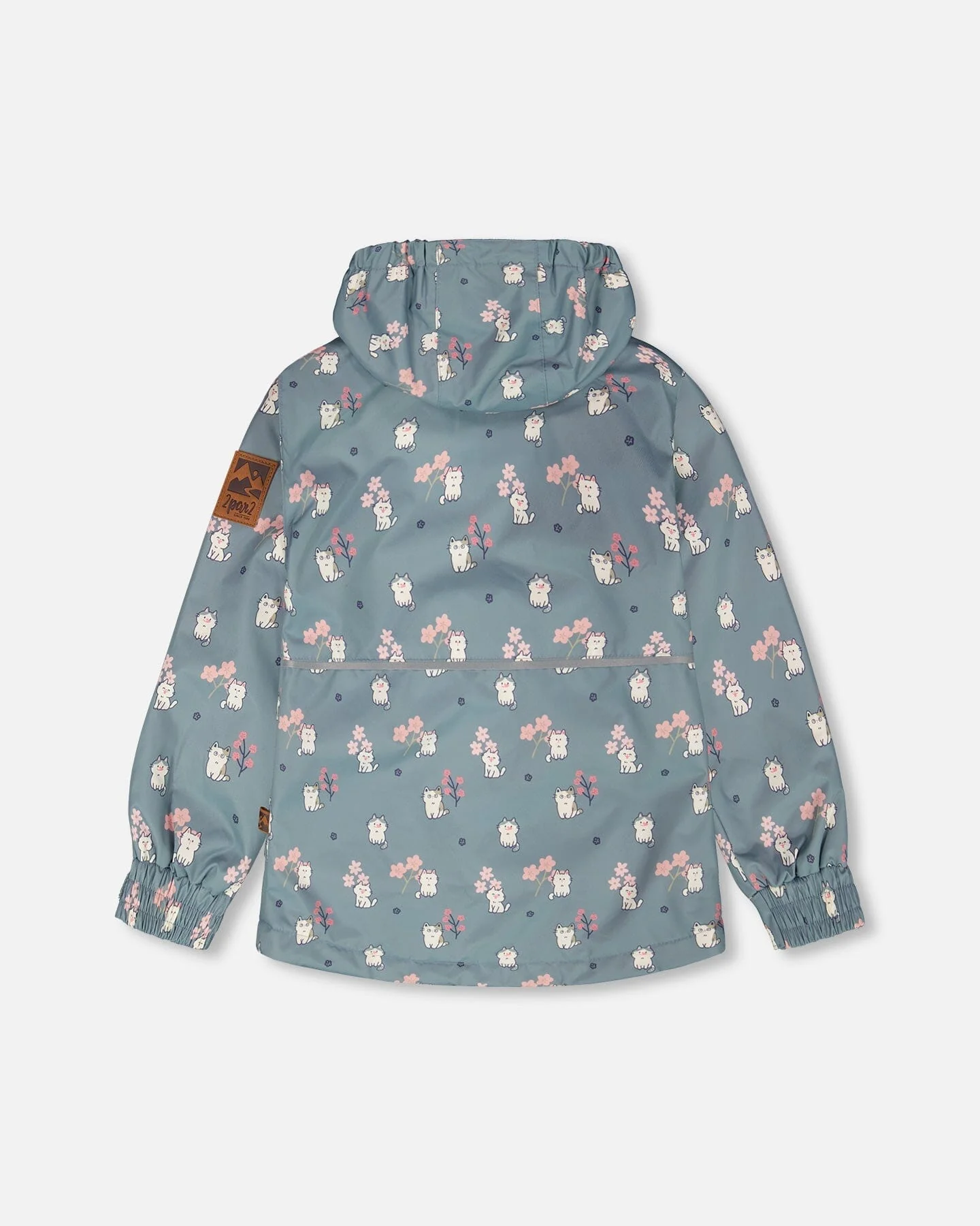 Two-Piece Mid-Season Outerwear Set Green Cat Print - Image 3