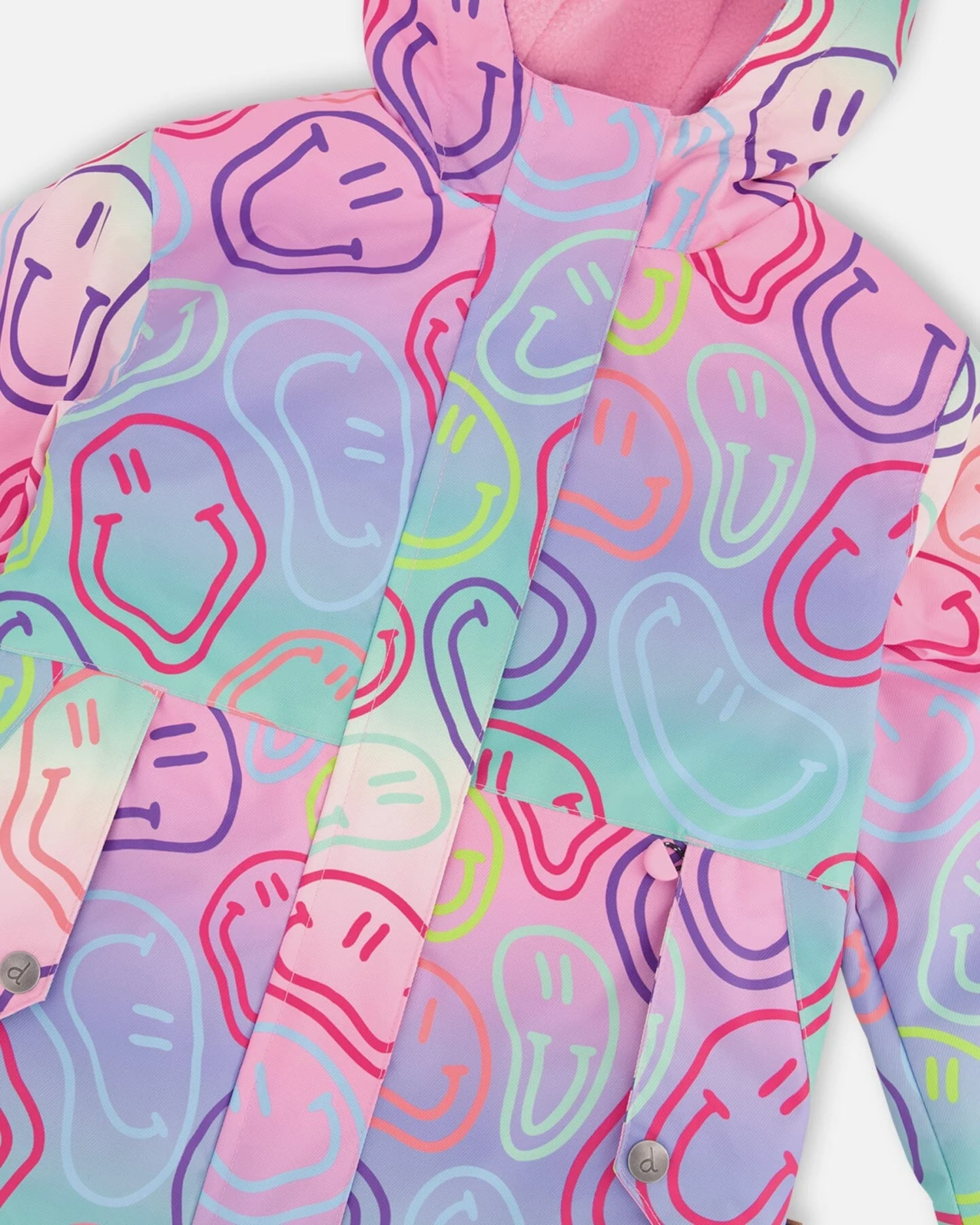 Two-Piece Mid-Season Outerwear Set Multicolored Printed Smileys - Image 6