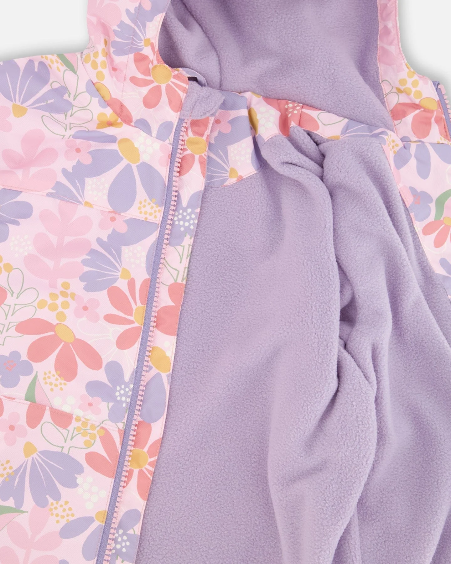 Two-Piece Mid-Season Outerwear Set Pink Flower Print - Image 8