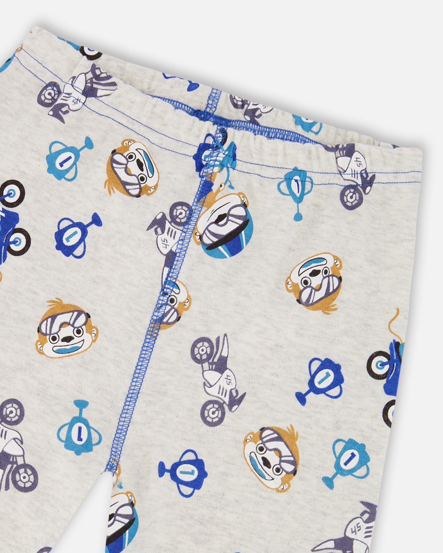 Two-Piece Organic Cotton Pajama Set Beige Monkey Print - Image 5