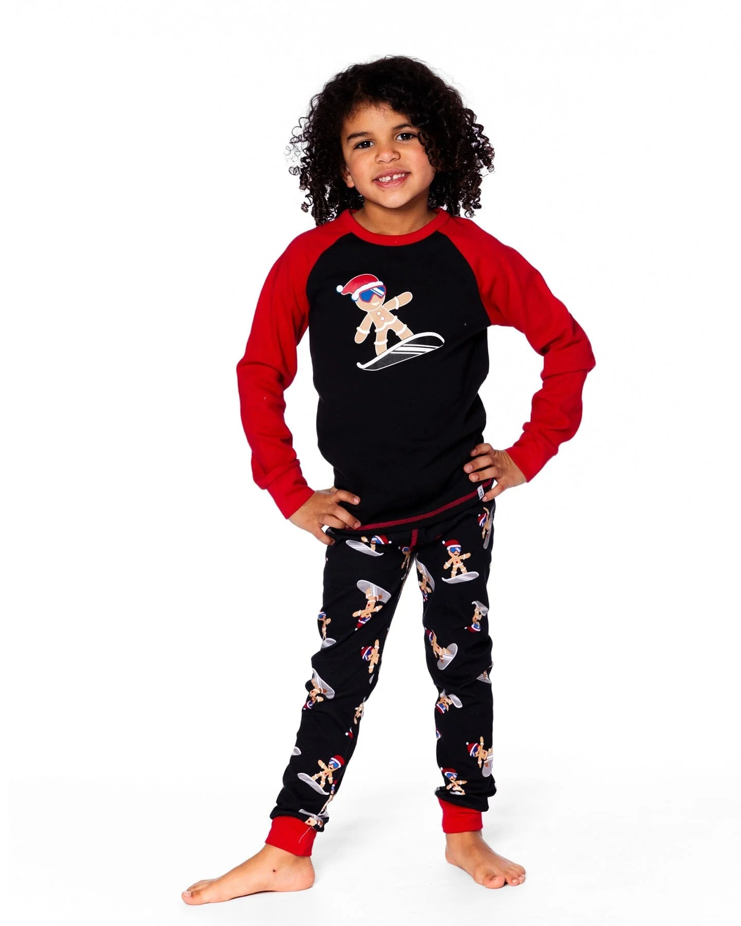 Two-Piece Organic Cotton Pajama Set Black Cookie Print - Image 2
