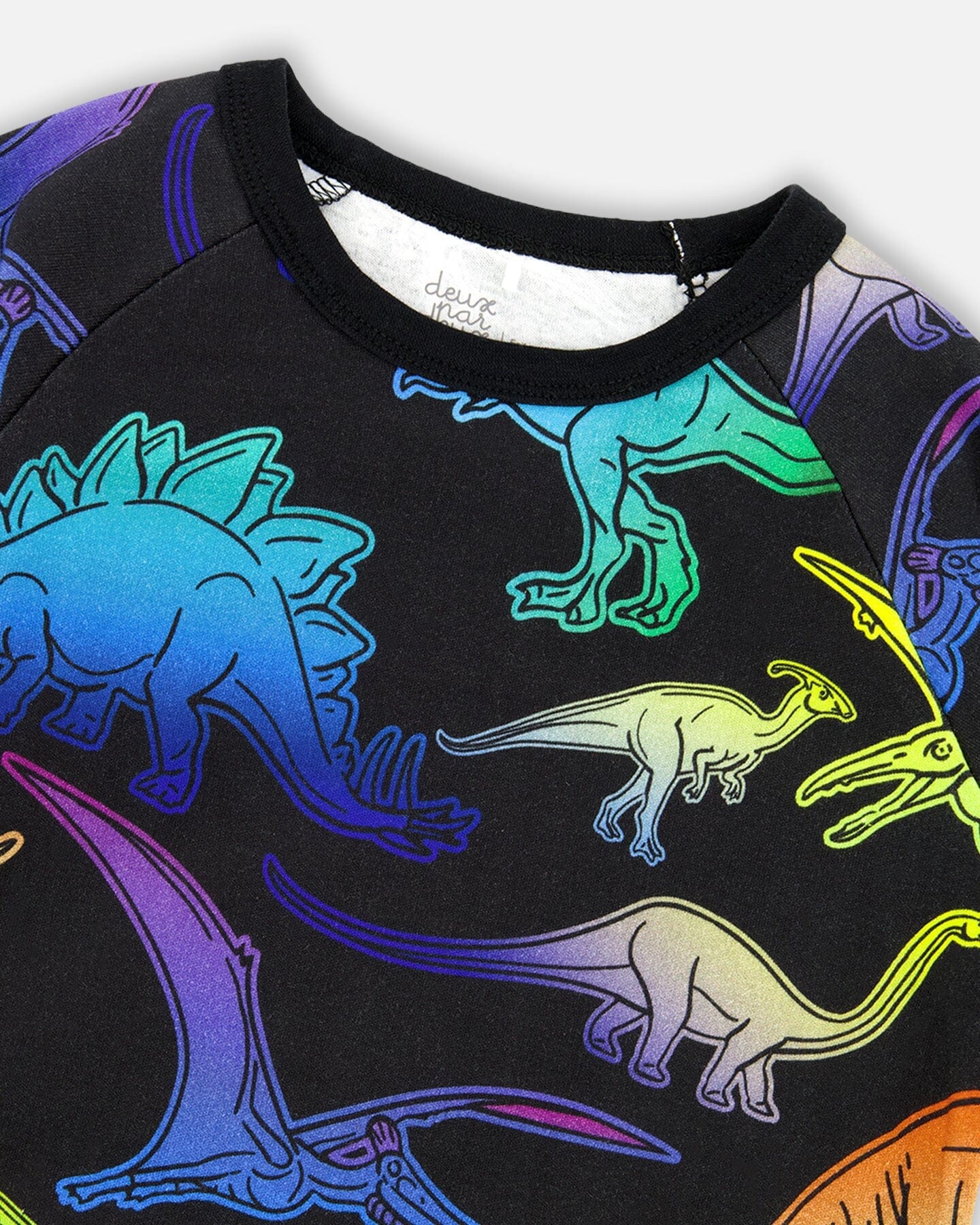 Two-Piece Organic Cotton Pajama Set Black Dinosaur Print - Image 4
