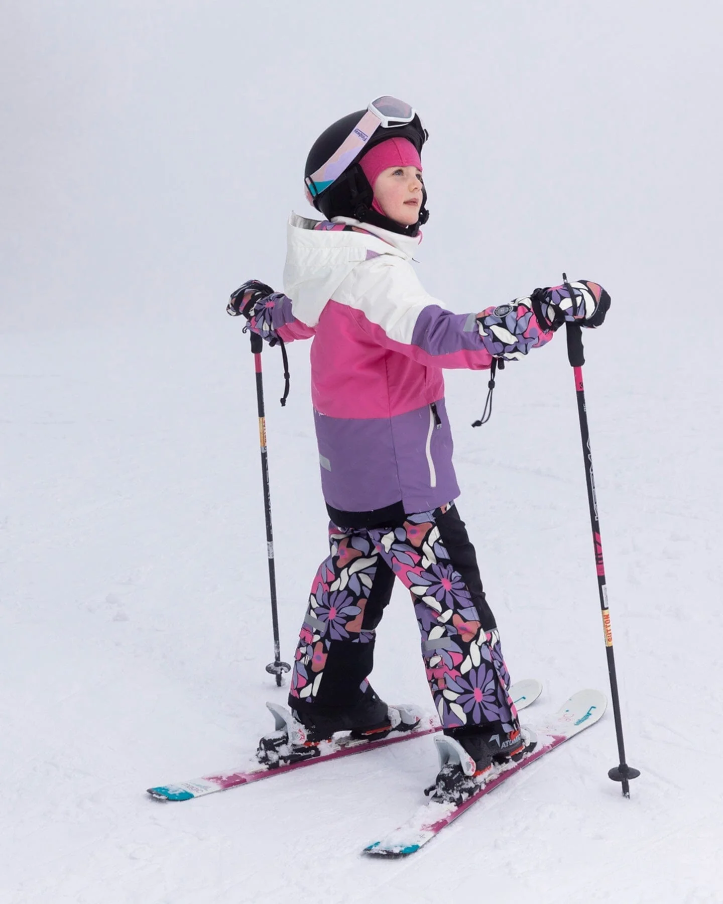 Two-Piece Teknik Snowsuit Black Retro Flower Print - Image 3
