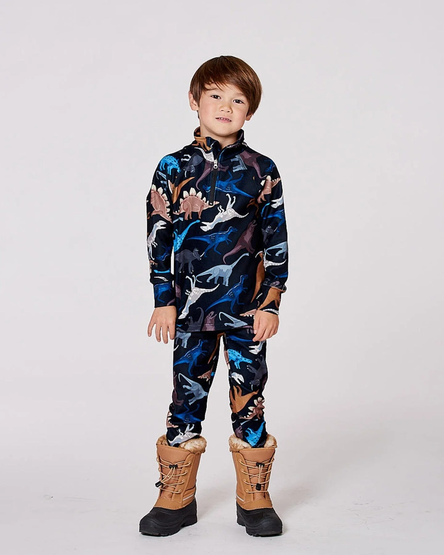 Two-Piece Thermal Underwear Seat Black Dinosaur Print - Image 2