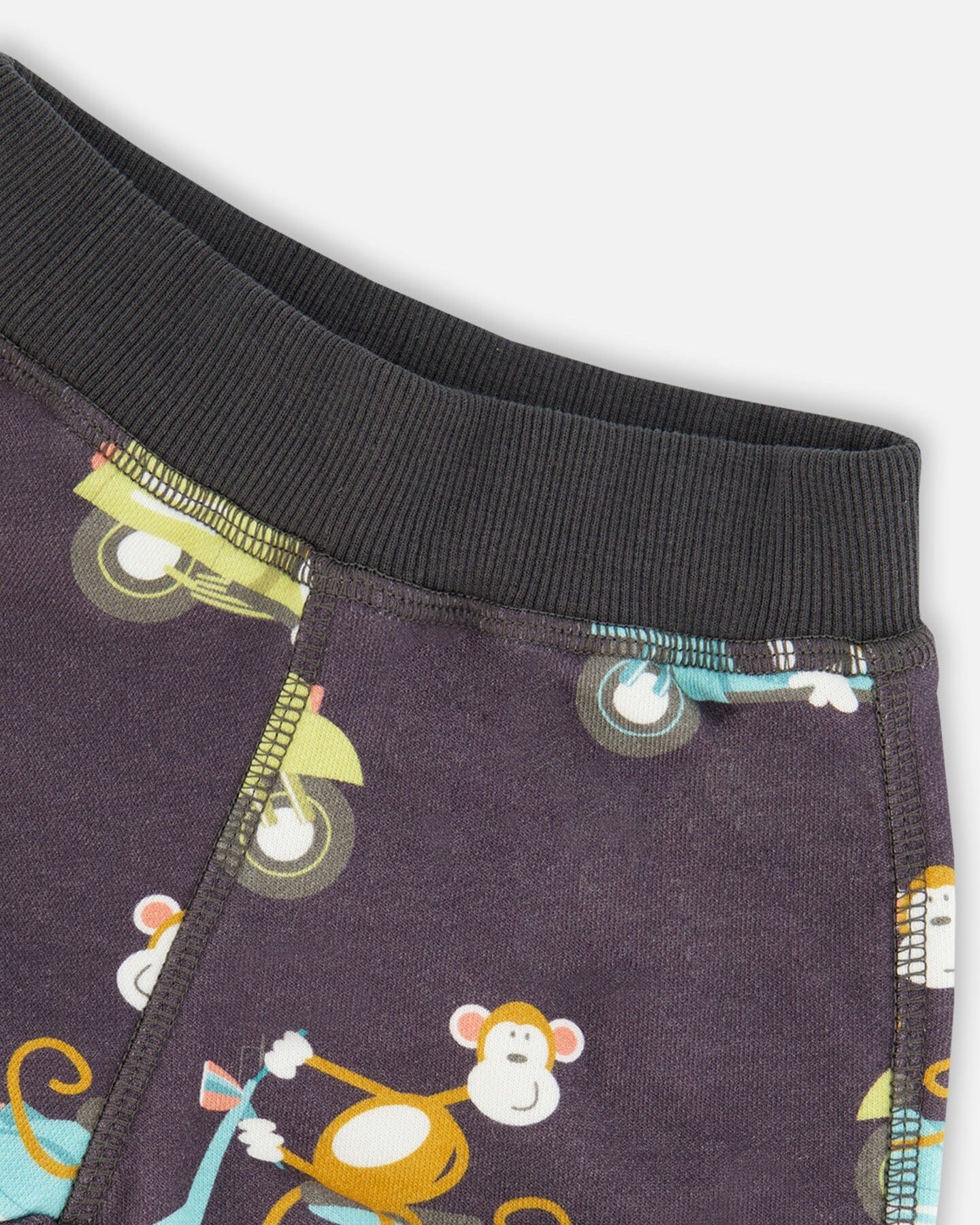 Two-Piece Top And Short Set Monkey On Navy And Turquoise Moped - Image 6