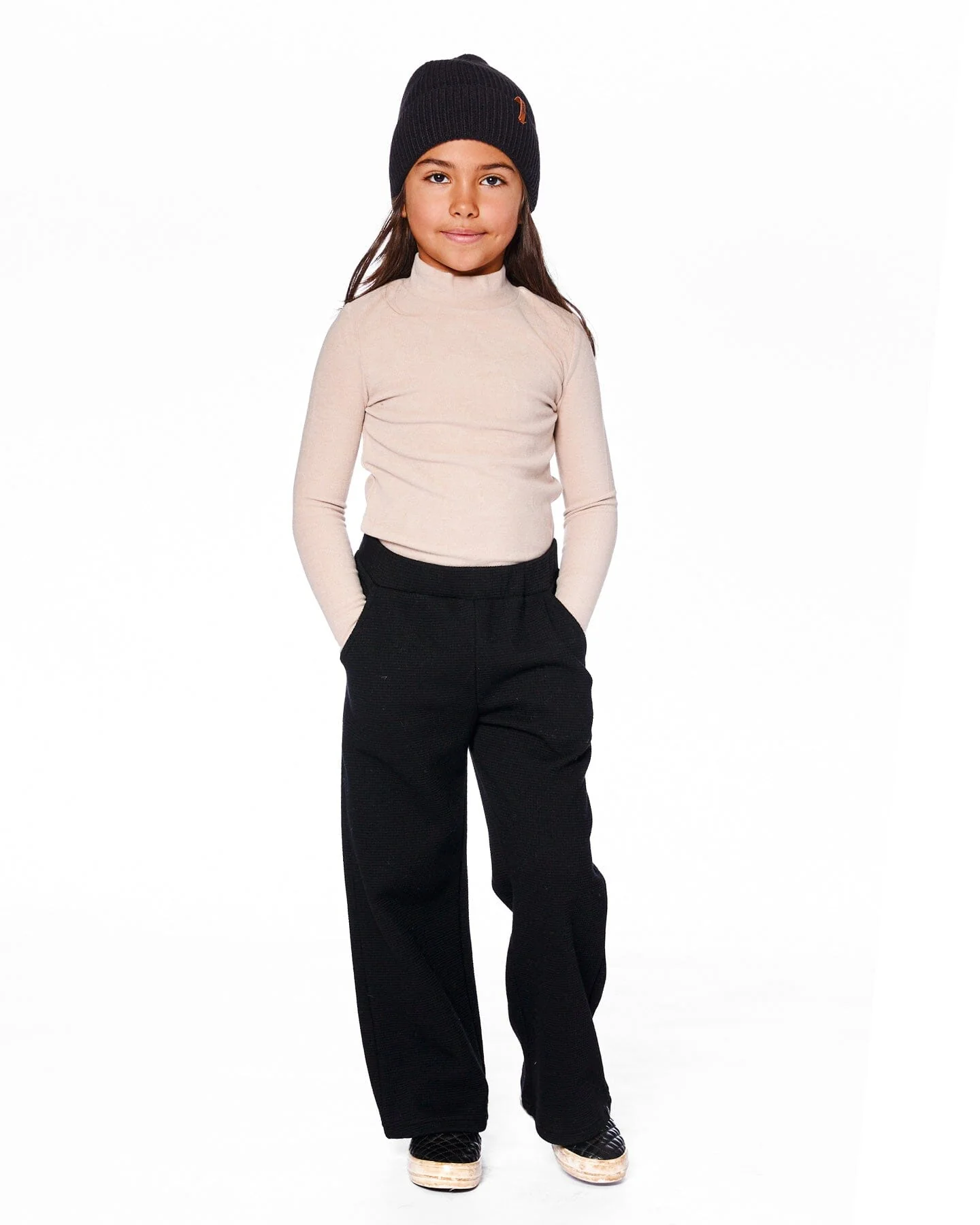 Waffle Flare Leg Pants Black - Image 3