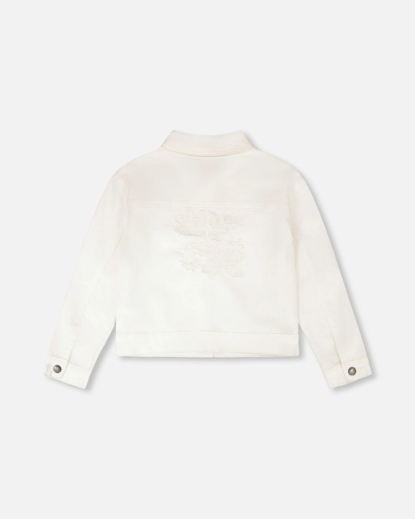White Denim Jacket With Embroidery - Image 4