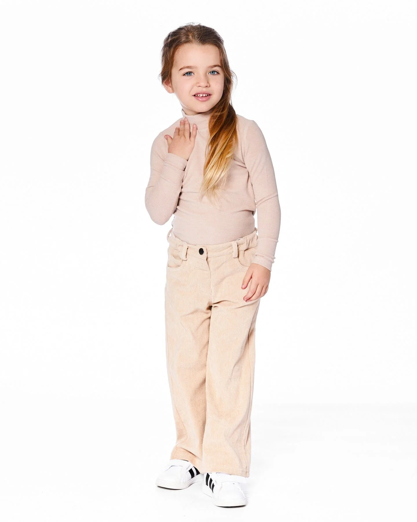 Wide Leg Corduroy Pants Beige - Image 3